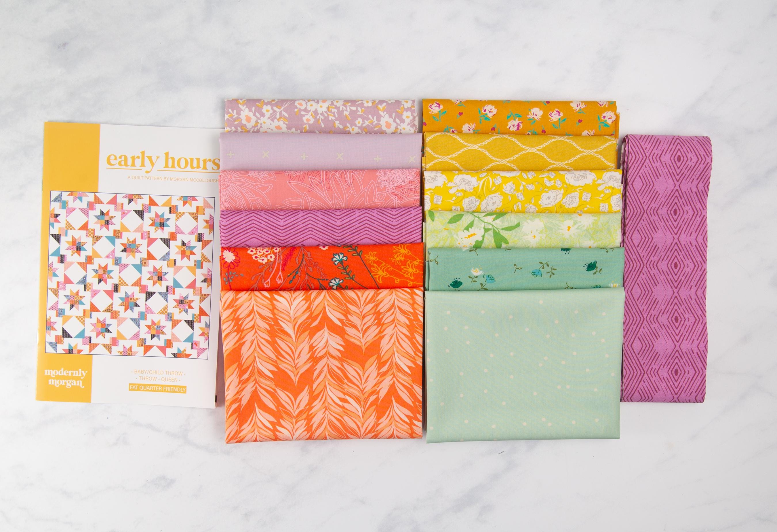Early Hours Quilt Kit | Bright Pastel Quilt Large Throw, Includes Pattern (72" x 72")