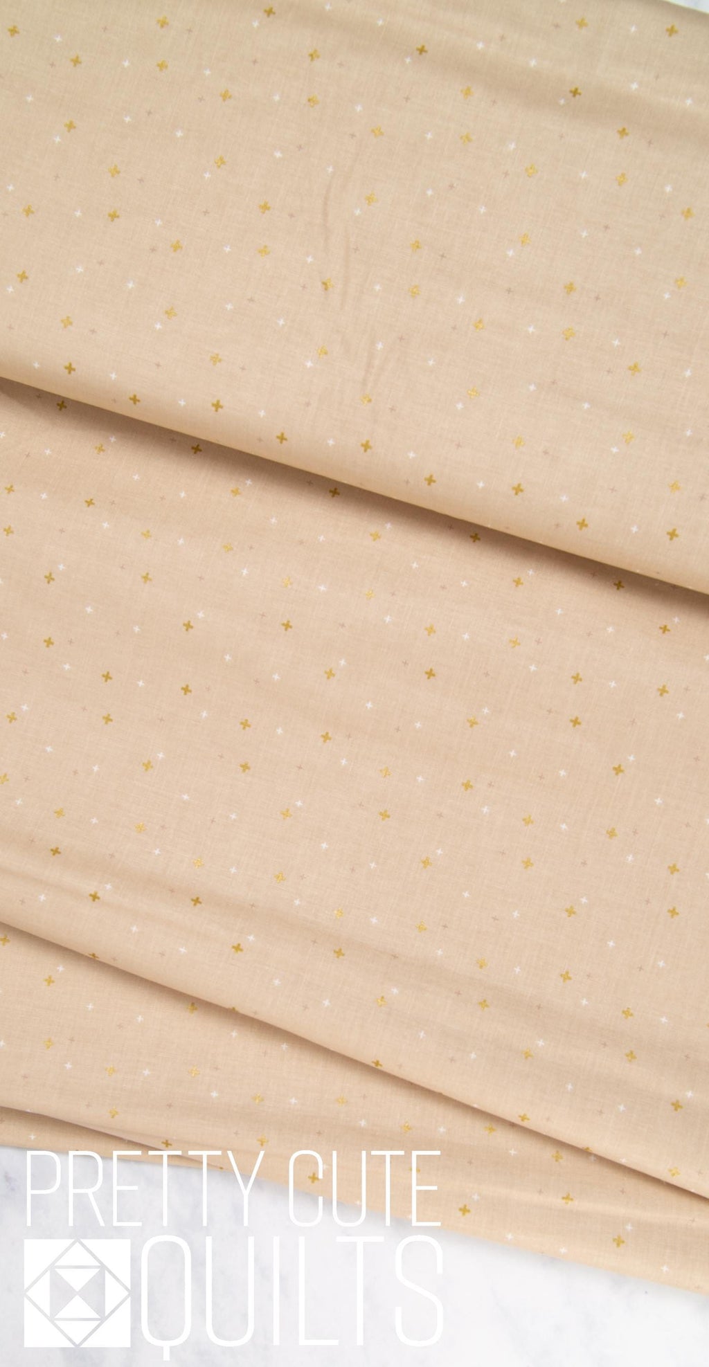 Sparkler Beach SC650-BEACH by Riley Blake, beige with sparkle plus sign