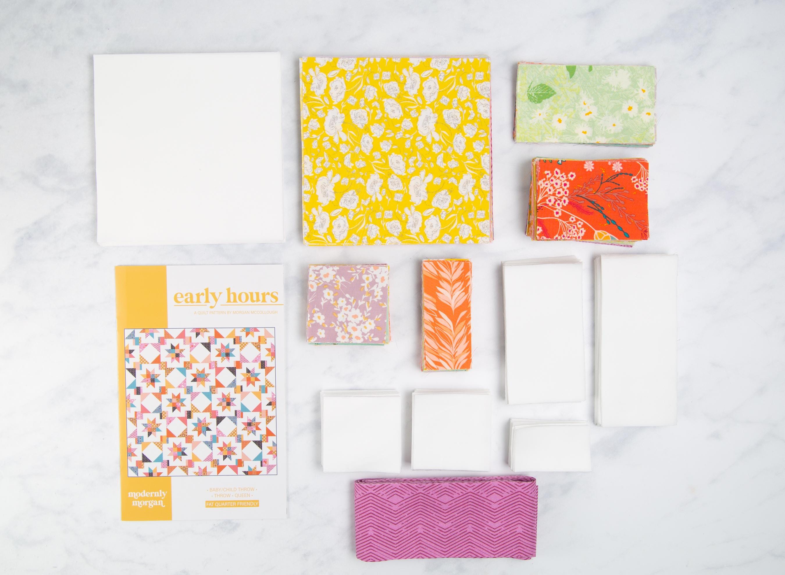 Precut Quilt Kit - Ready to Sew! - Early Hours Quilt - Pastels/White - Includes Pattern (72"x72") Generous Throw Size Quilt Kit