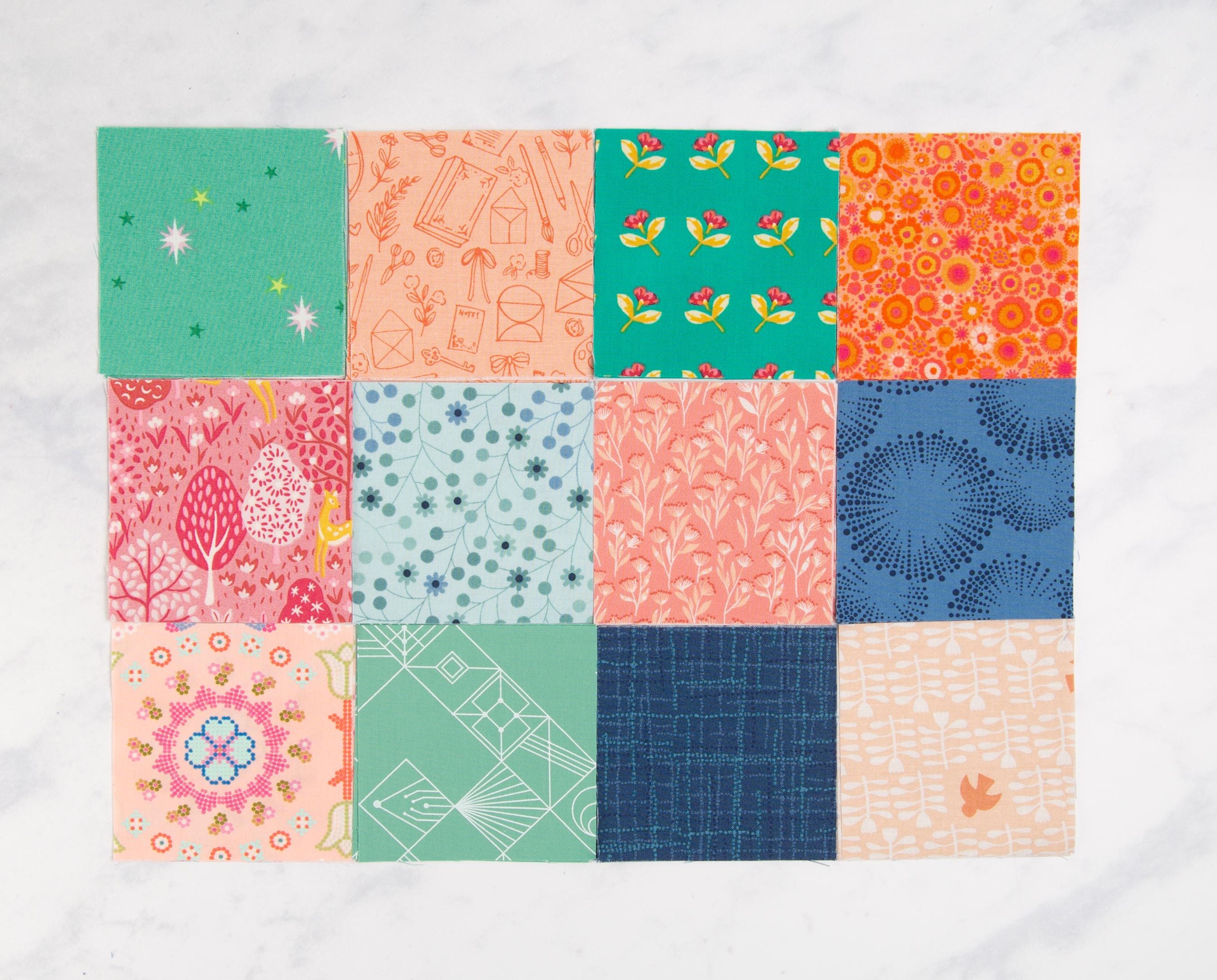 Precut Quilt Kit - Ready to Sew, Cozy Cabin Throw Quilt, Spring Garden Colors, Includes Printed Pattern (60" x 60")