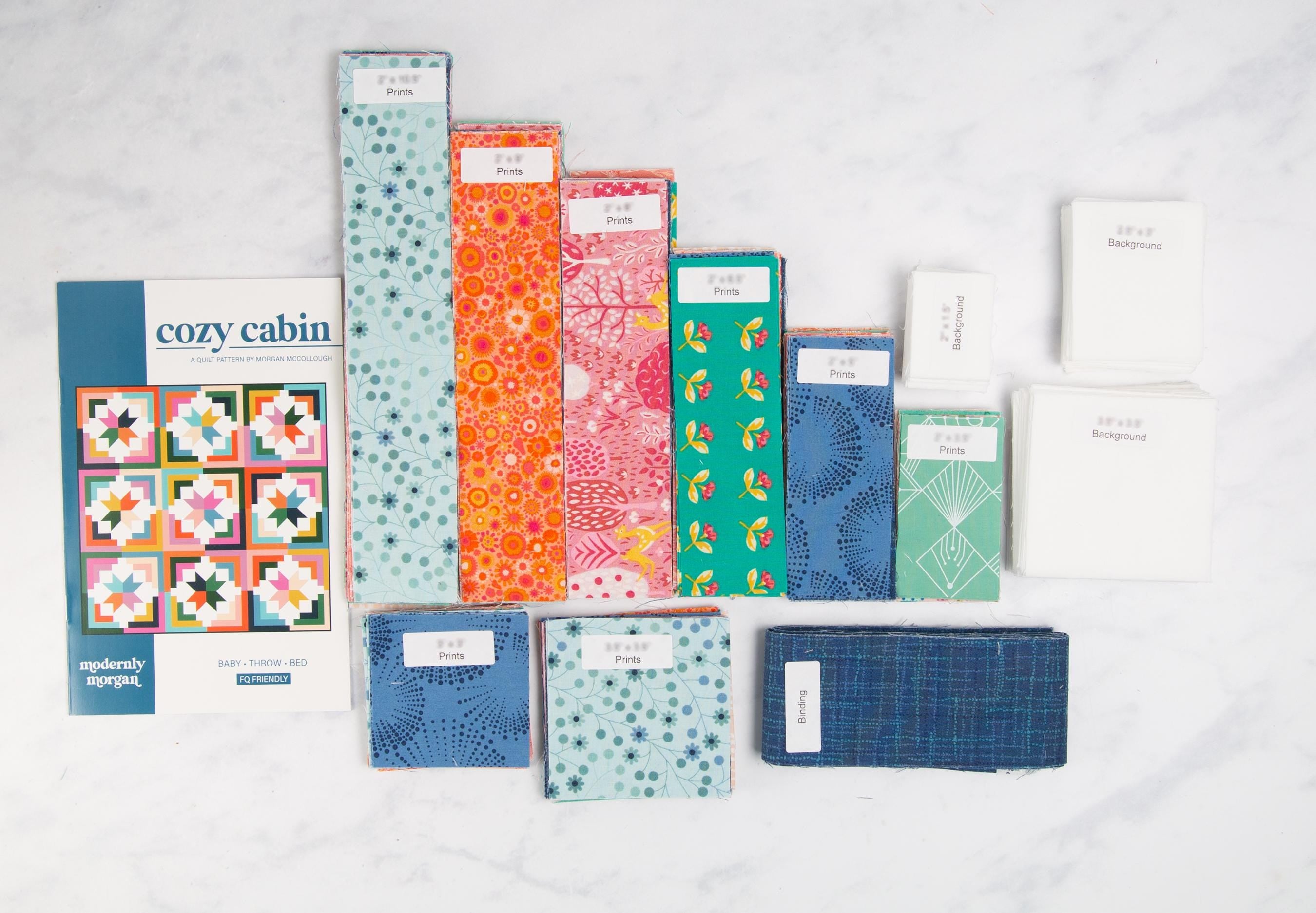 Precut Quilt Kit - Ready to Sew, Cozy Cabin Throw Quilt, Spring Garden Colors, Includes Printed Pattern (60" x 60")