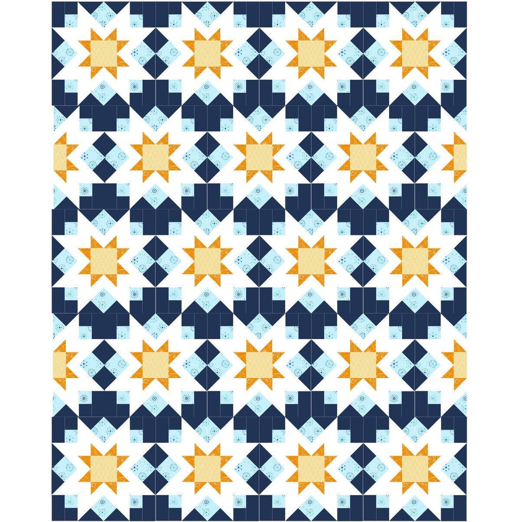 Precut Quilt Kit - Ready to Sew! - Night Stars - Includes Printed Pattern | 64" x 80"  |Quilt in a bag