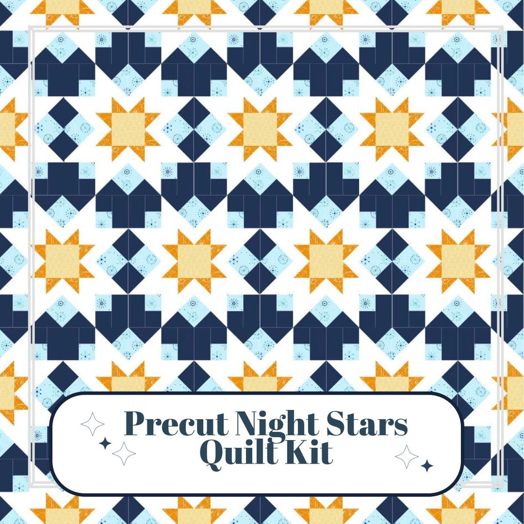 Precut Quilt Kit - Ready to Sew! - Night Stars - Includes Printed Pattern | 64" x 80"  |Quilt in a bag