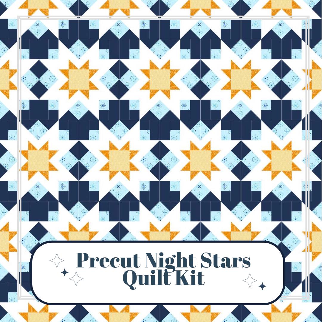 Precut Quilt Kit - Ready to Sew! - Night Stars - Includes Printed Pattern | 64" x 80"  |Quilt in a bag