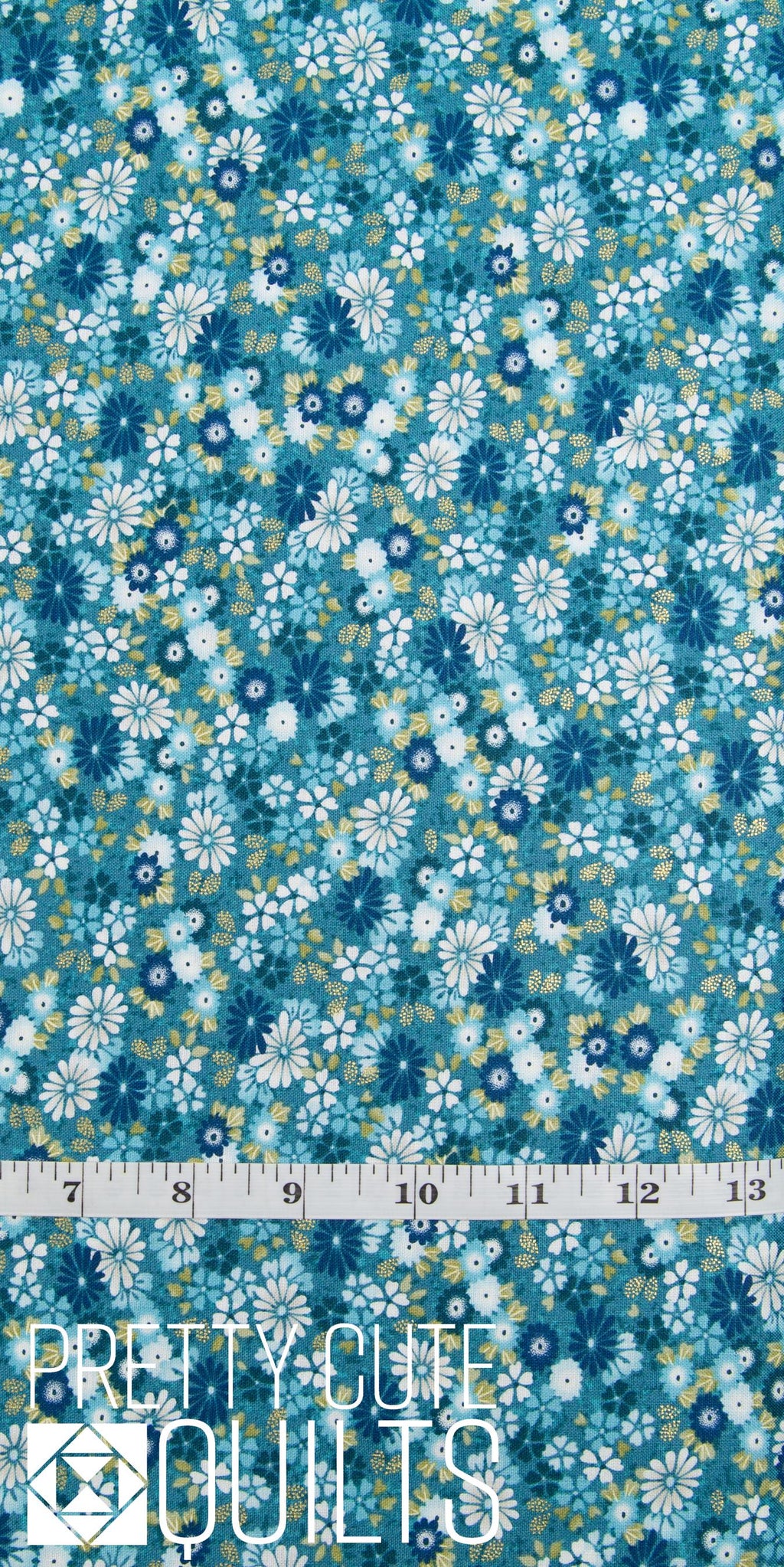 Kasumi by Makower UK Floating Flowers Teal MU-046-T Andover Fabrics