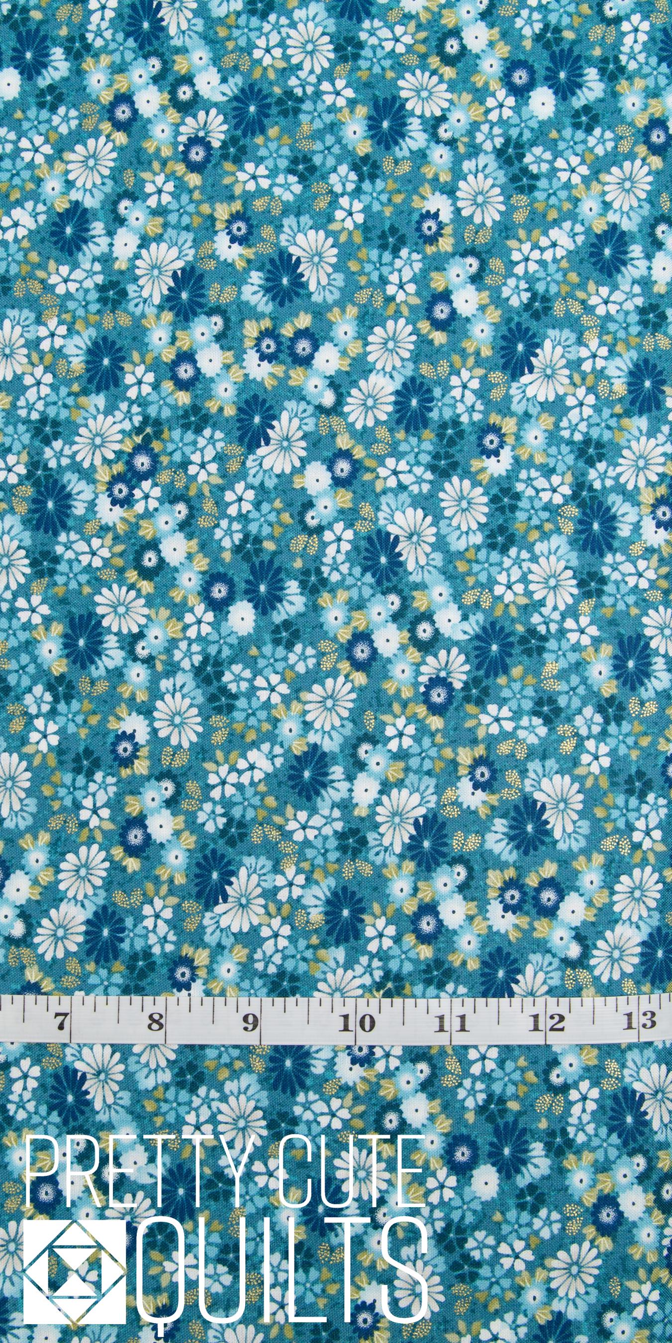 Kasumi by Makower UK Floating Flowers Teal MU-046-T Andover Fabrics