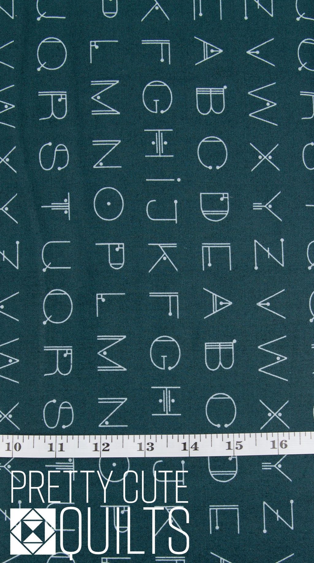 Scrawl by Giucy Giuce Deco Letters Deep Teal A-1217-T by Giucy Giuce for Andover Fabrics