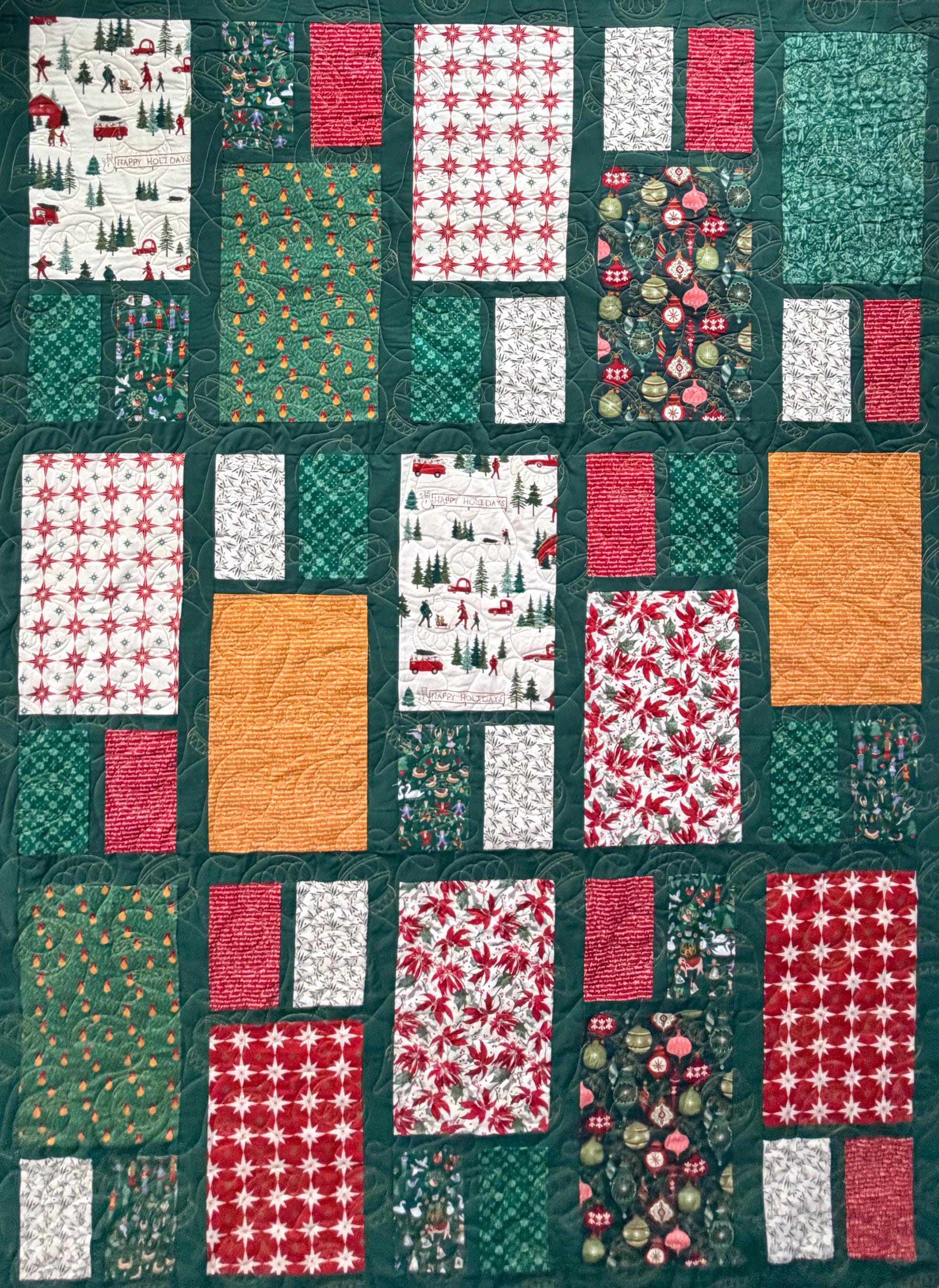Precut Quilt Kit – Ready to Sew, Christmas Florence Throw, Includes Pattern (60" x 80"), Beginner Friendly