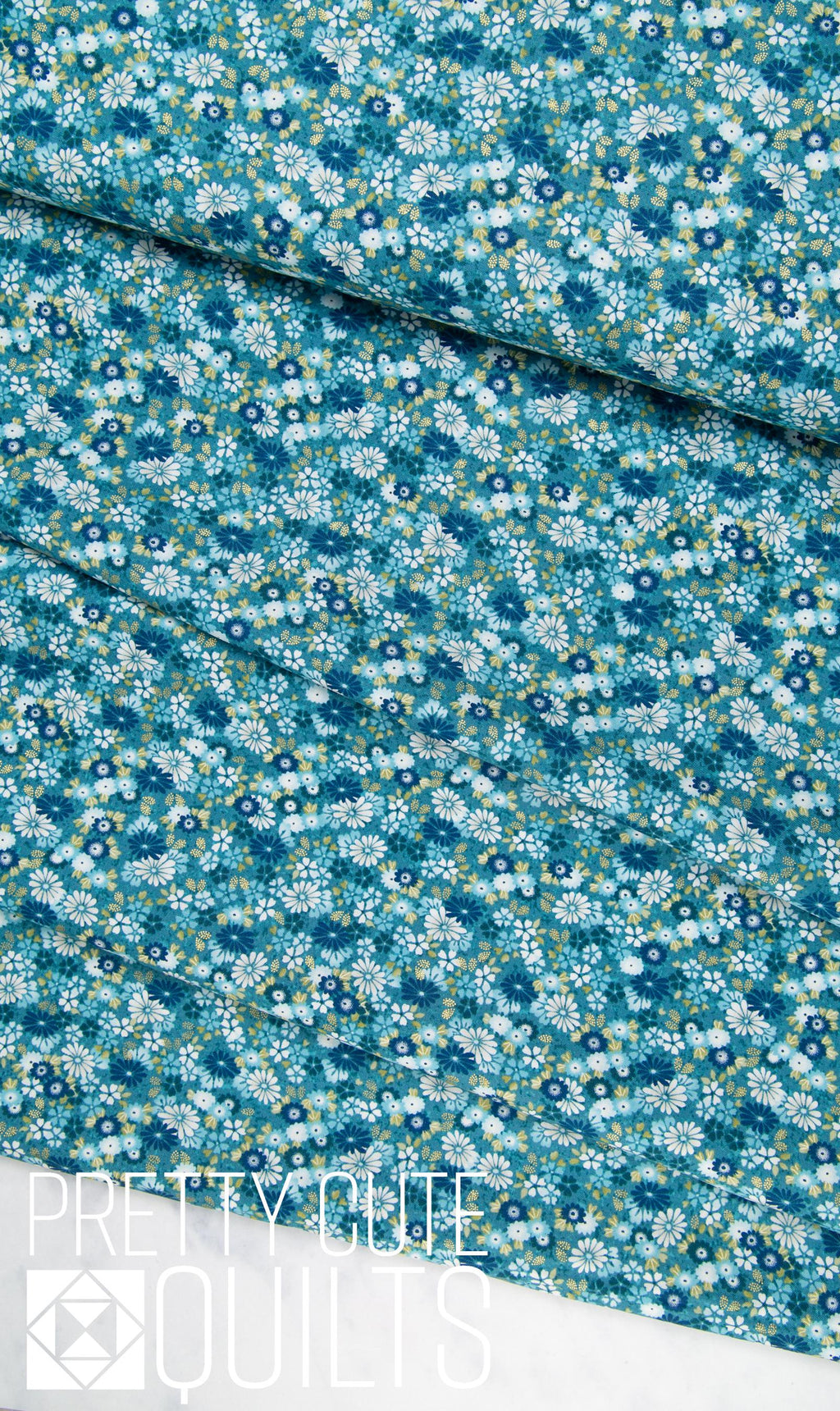 Kasumi by Makower UK Floating Flowers Teal MU-046-T Andover Fabrics