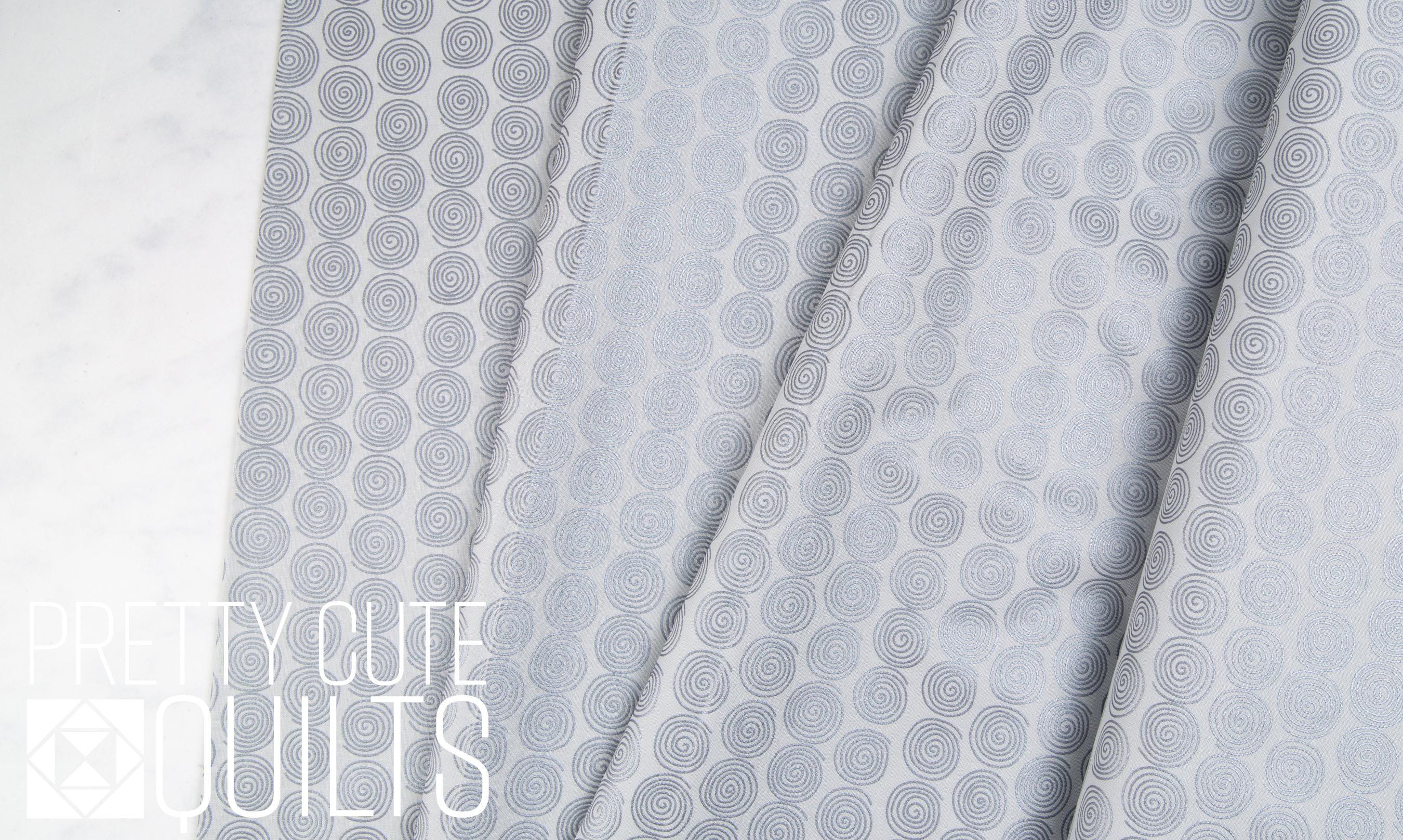 Vice Versa  Spirals Pearl Gray A-683-MC by Kim Schaefer for Andover Fabrics, metallic