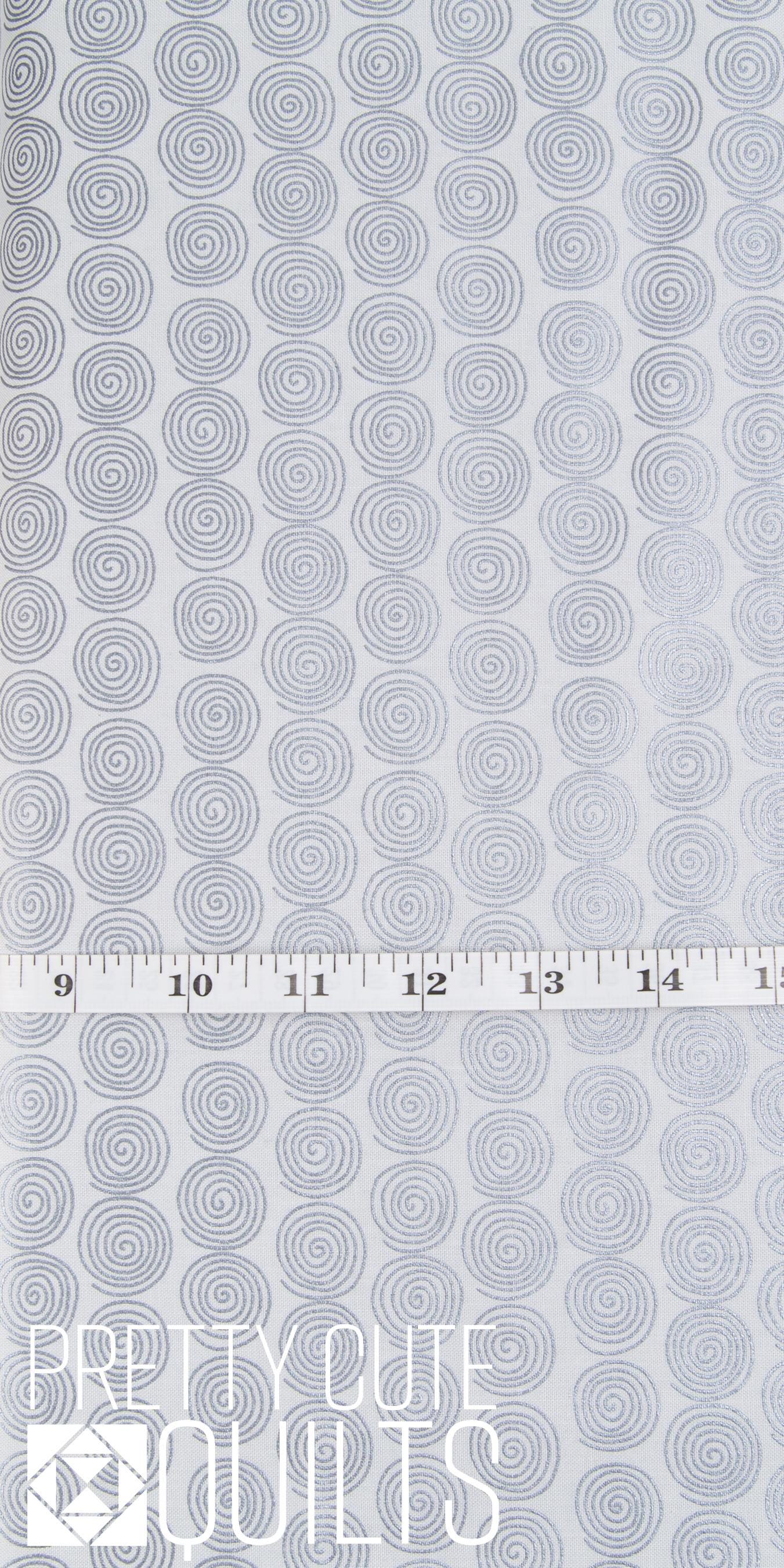 Vice Versa  Spirals Pearl Gray A-683-MC by Kim Schaefer for Andover Fabrics, metallic