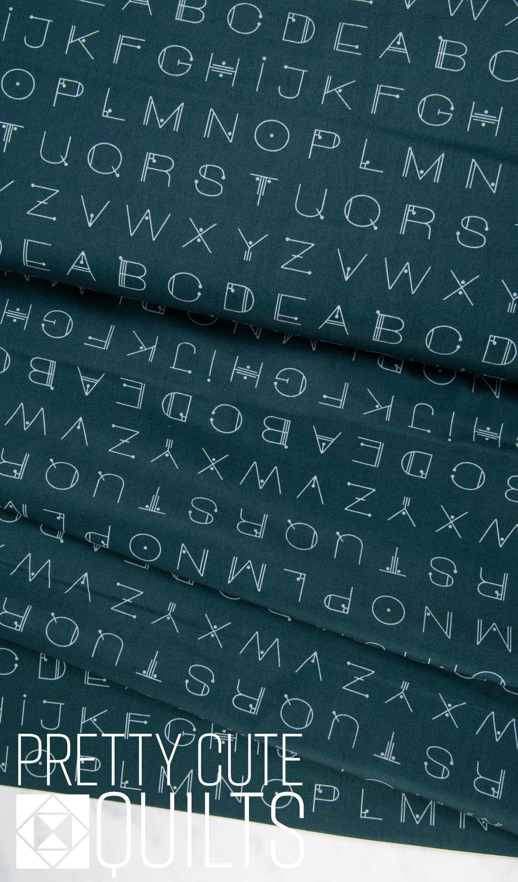 Scrawl by Giucy Giuce Deco Letters Deep Teal A-1217-T by Giucy Giuce for Andover Fabrics