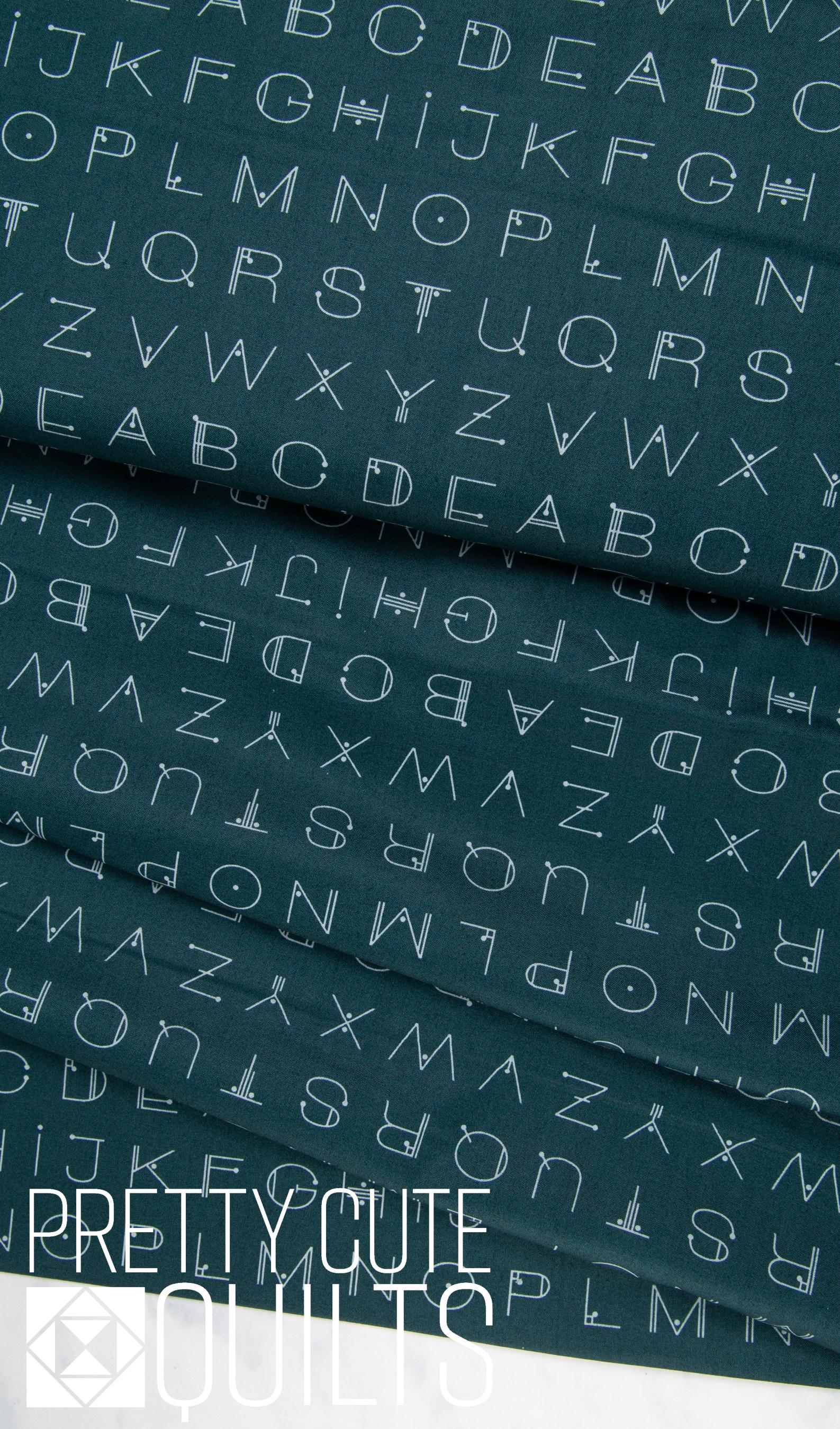 Scrawl by Giucy Giuce Deco Letters Deep Teal A-1217-T by Giucy Giuce for Andover Fabrics