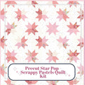 Precut Quilt Kit – Ready to Sew, Star Pop Quilt Kit, Scrappy Pinks and Pastels, Includes Printed Pattern (60" x 70")