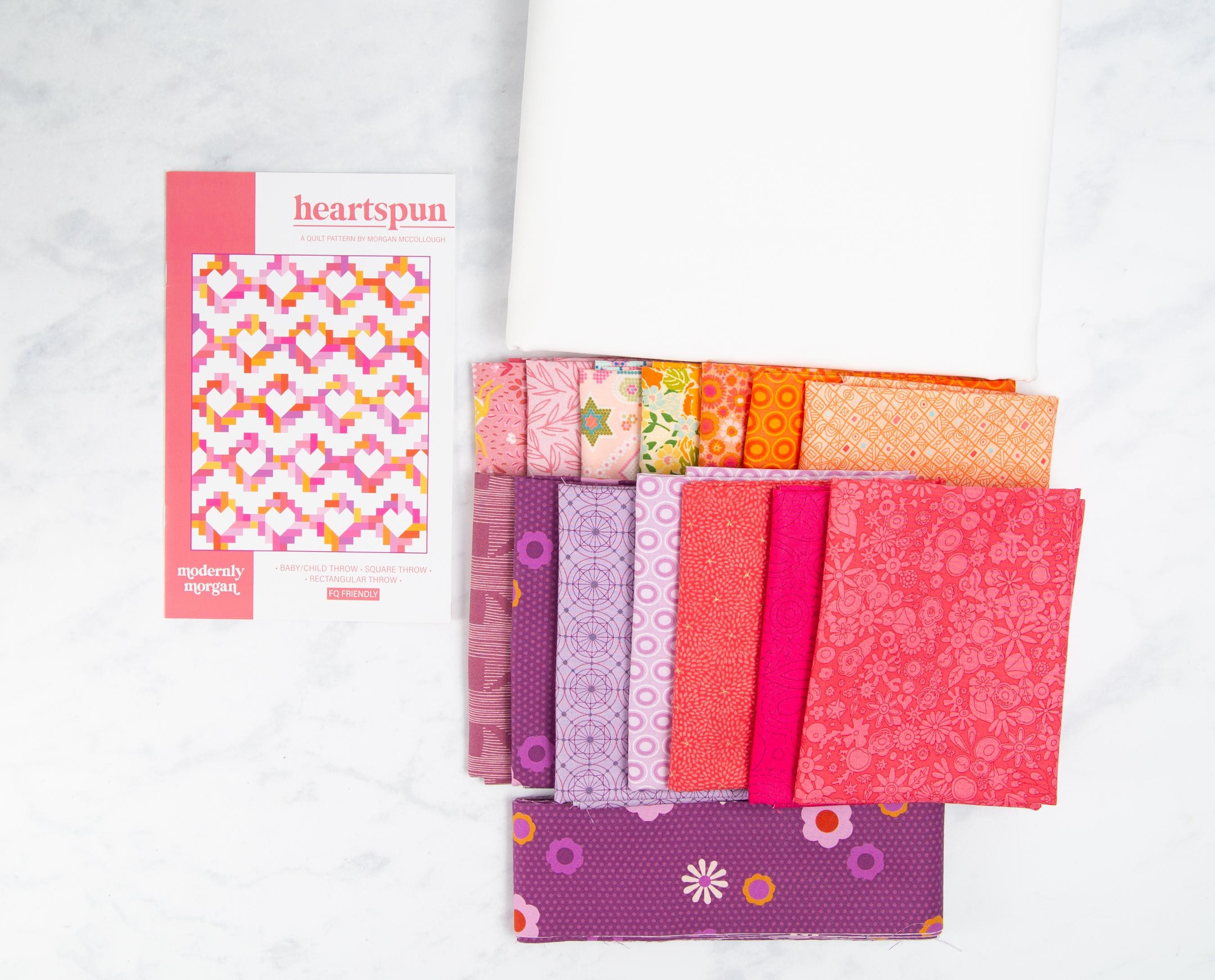 Heartspun Quilt Kit | Throw Quilt, Includes Pattern (64 x 80), Valentine's, Hearts