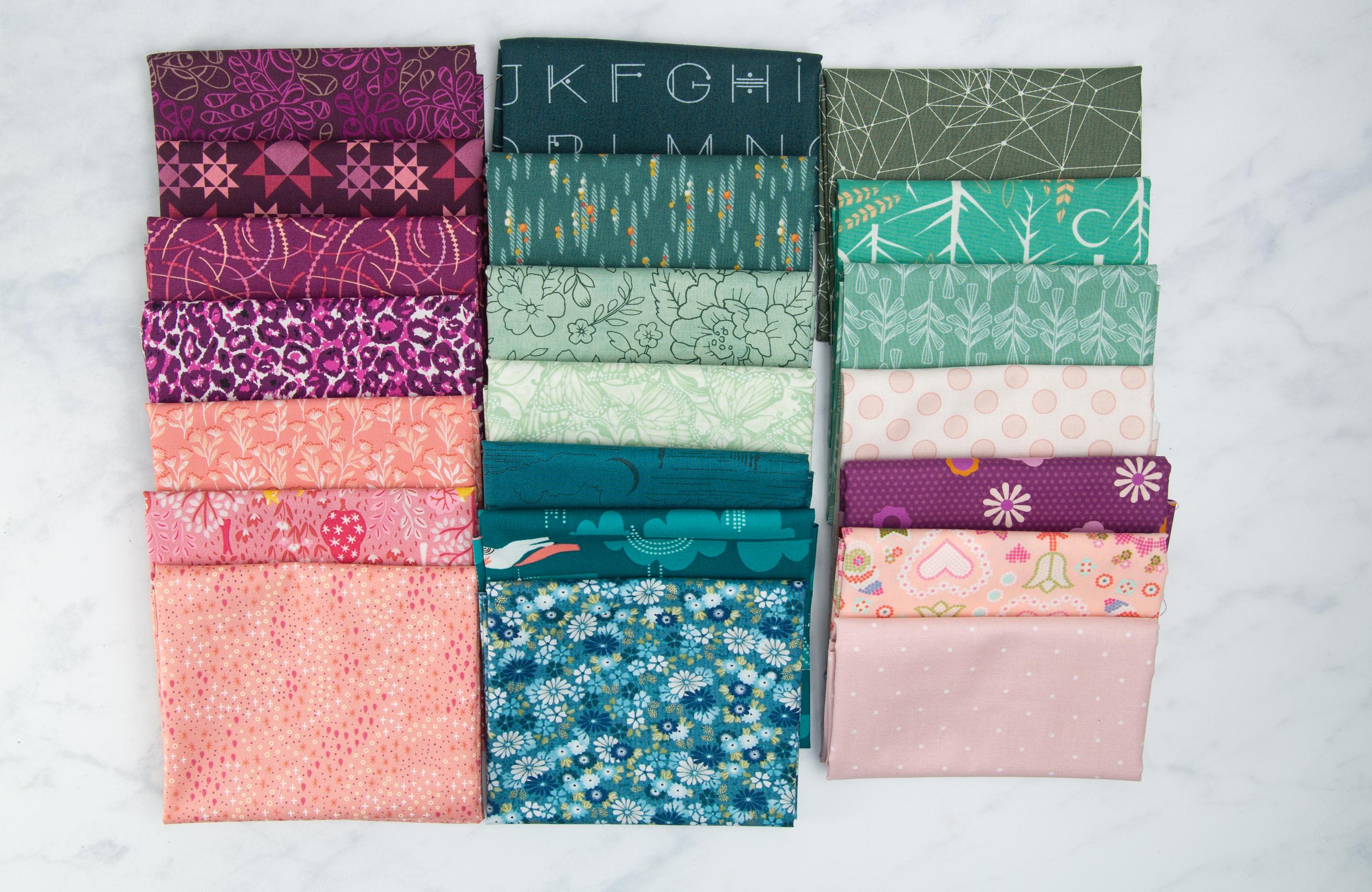 The Penny Quilt Kit, Throw Quilt, Includes Pattern (55 x 74), purple, teal, pink, green