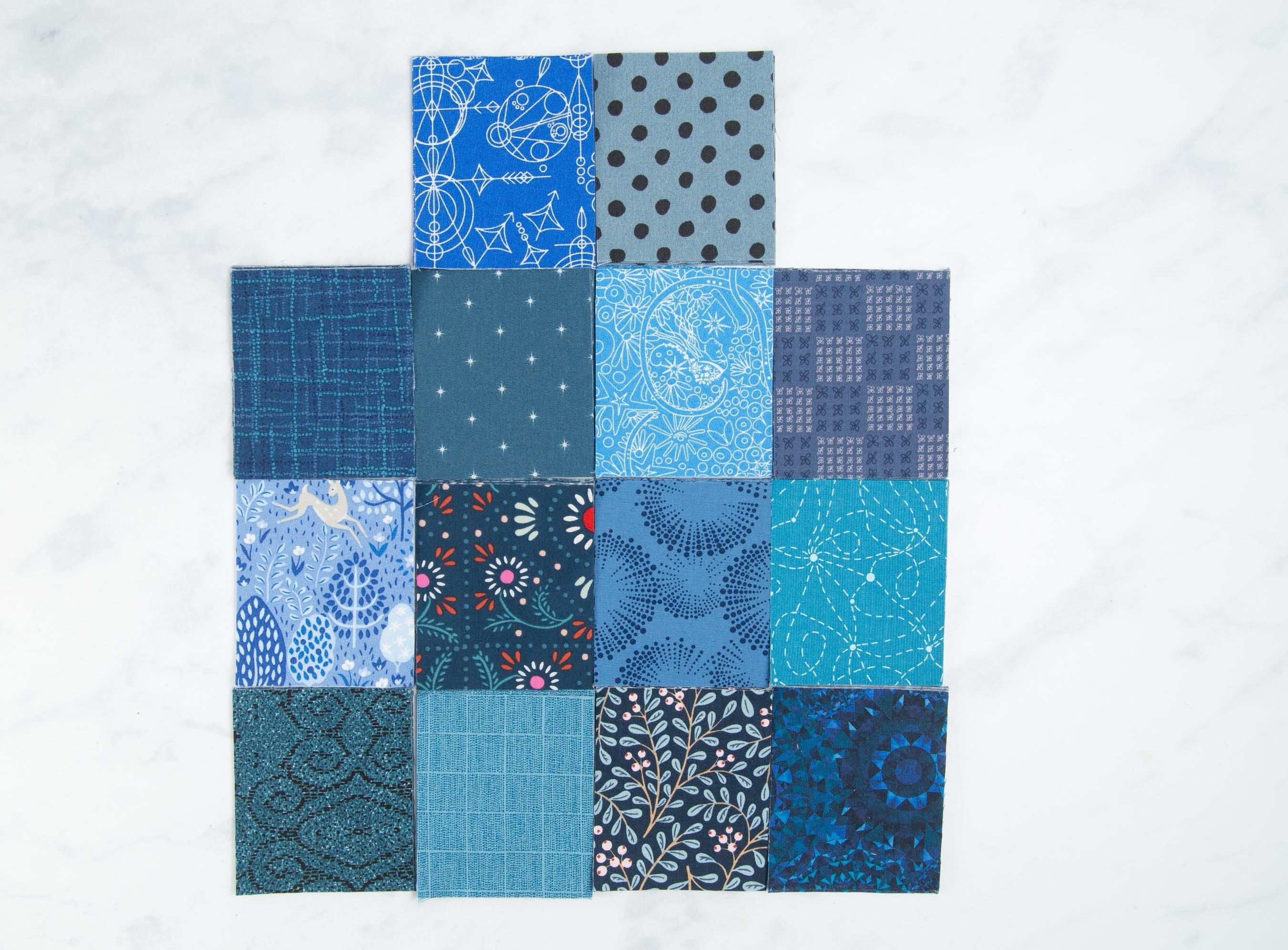 Precut Quilt Kit – Ready to Sew, Split Decision Throw, Modern Scrappy Blues & Grays, Includes Pattern (60" x 84")
