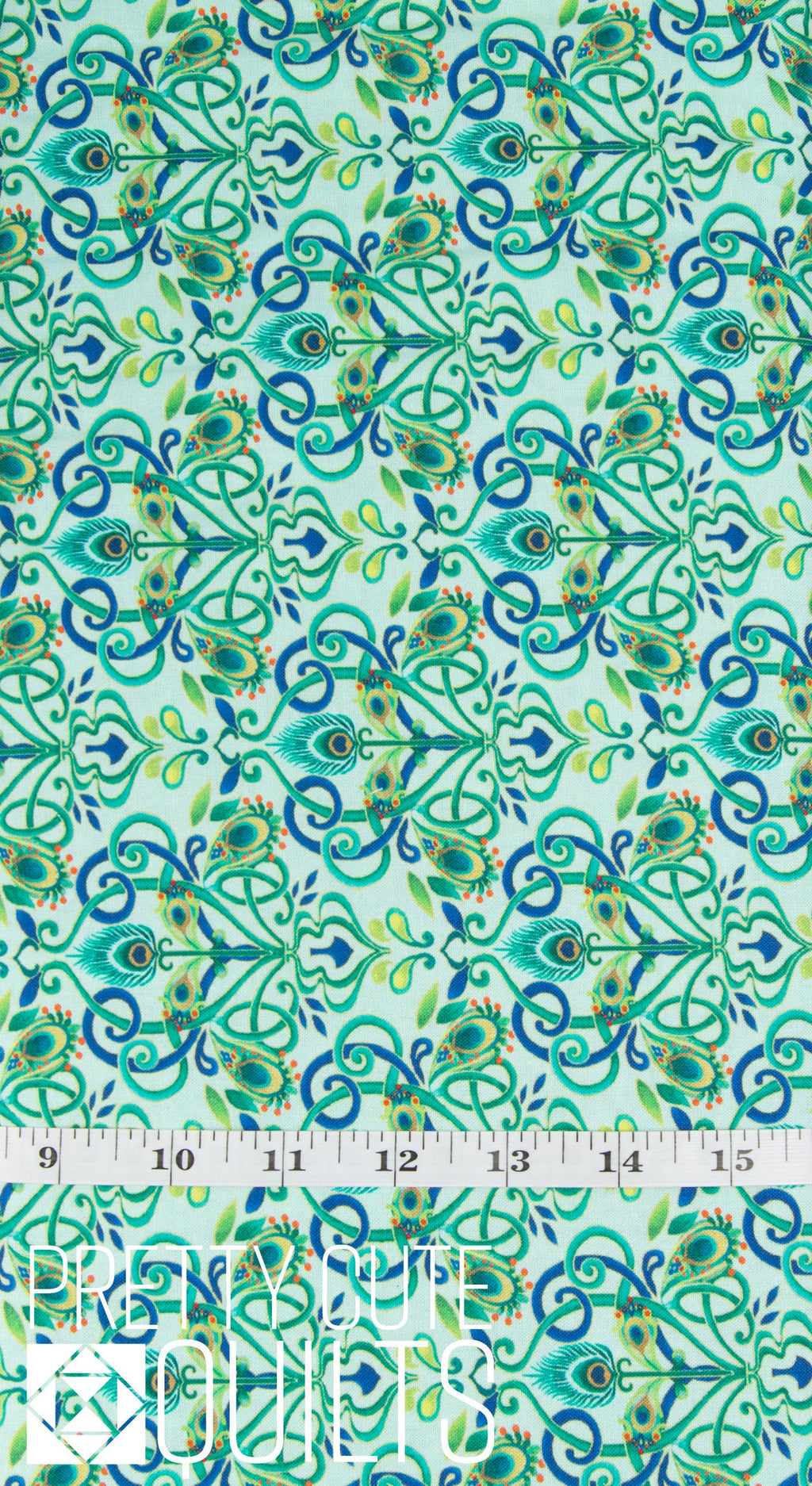 Peacock Symphony Feather Medallion Light Turquoise for Benartex 1348904B