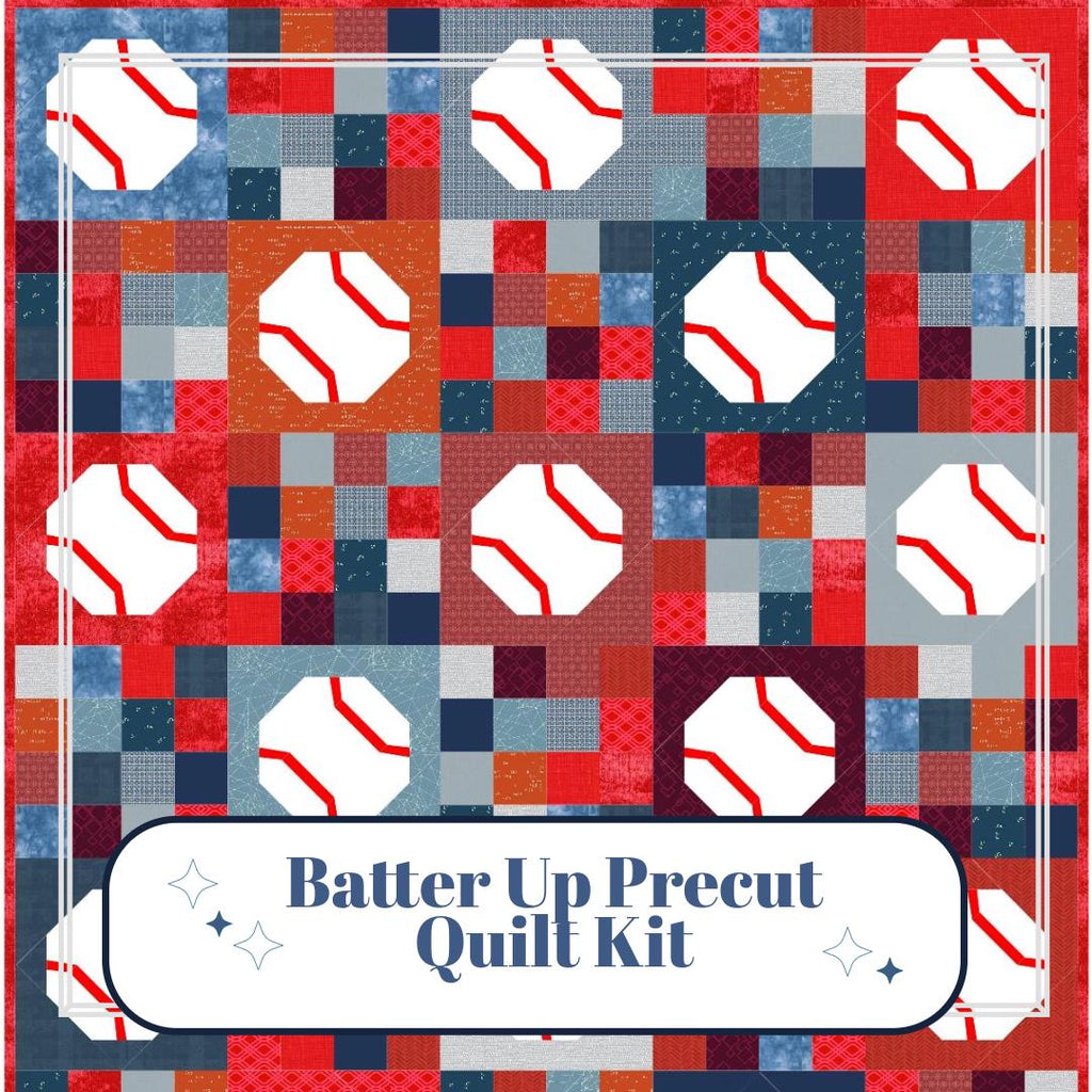 Precut Quilt Kit - Ready to Sew, Red White Blue Baseball Throw Quilt, Includes Pattern (50" x 60")