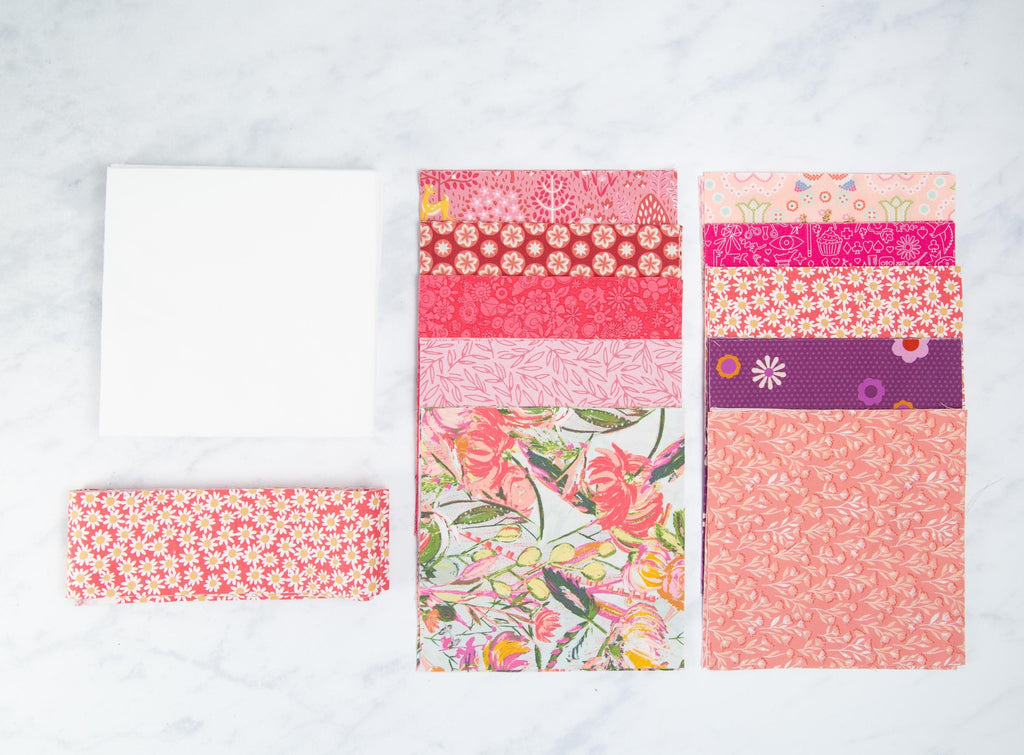 Precut Quilt Kit- Ready to Sew!  Checkerboard - Beginner Friendly,  61" x 73" Throw Quilt Kit,  Includes Pattern, Pink and White