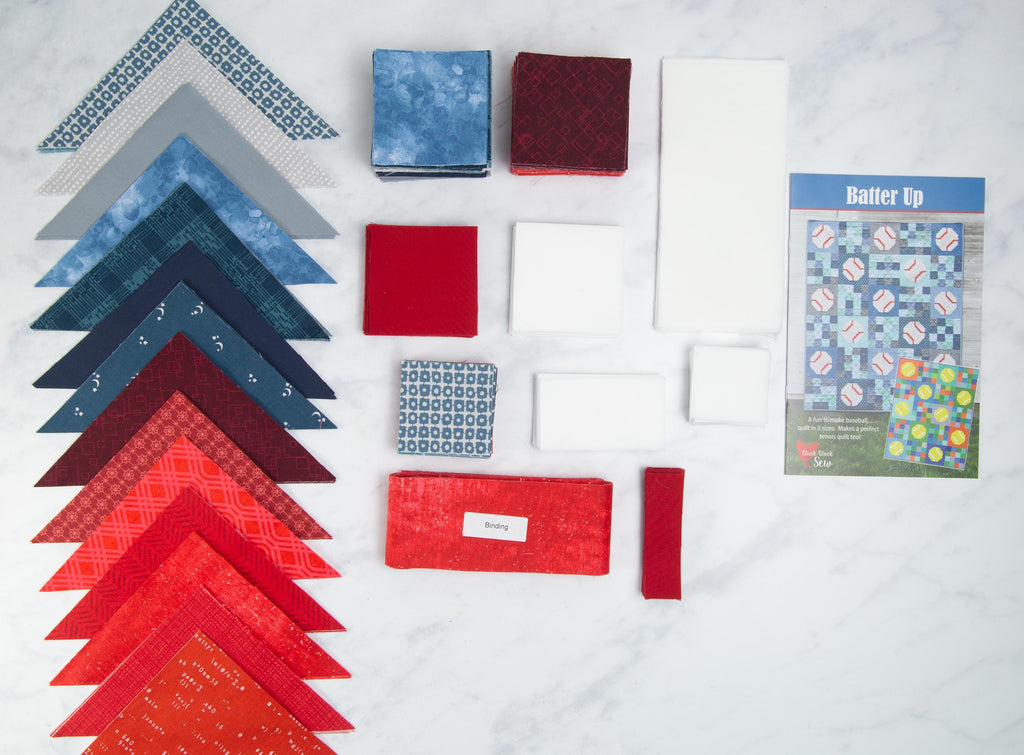 Precut Quilt Kit - Ready to Sew, Red White Blue Baseball Throw Quilt, Includes Pattern (50" x 60")