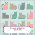 Precut Kitty Cats Quilt Kit – Ready to Sew, Pastel Cats Throw Quilt - Includes Pattern (59" x 66")