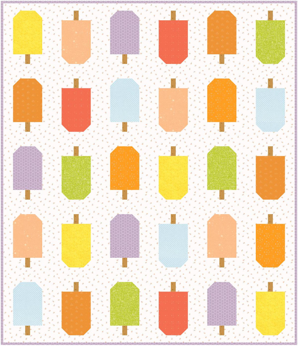 Precut Quilt Kit – Summer Pop Popsicle Throw in bright prints, Includes Pattern (60" x 70")