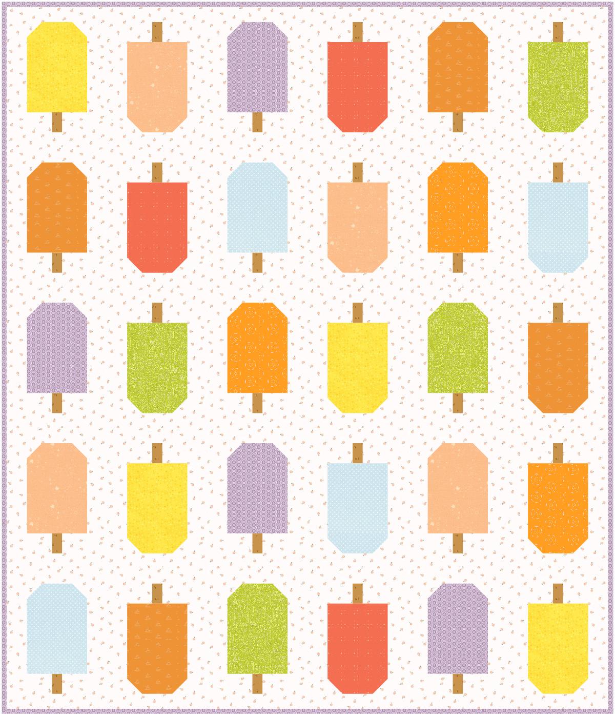 Precut Quilt Kit – Summer Pop Popsicle Throw in bright prints, Includes Pattern (60" x 70")