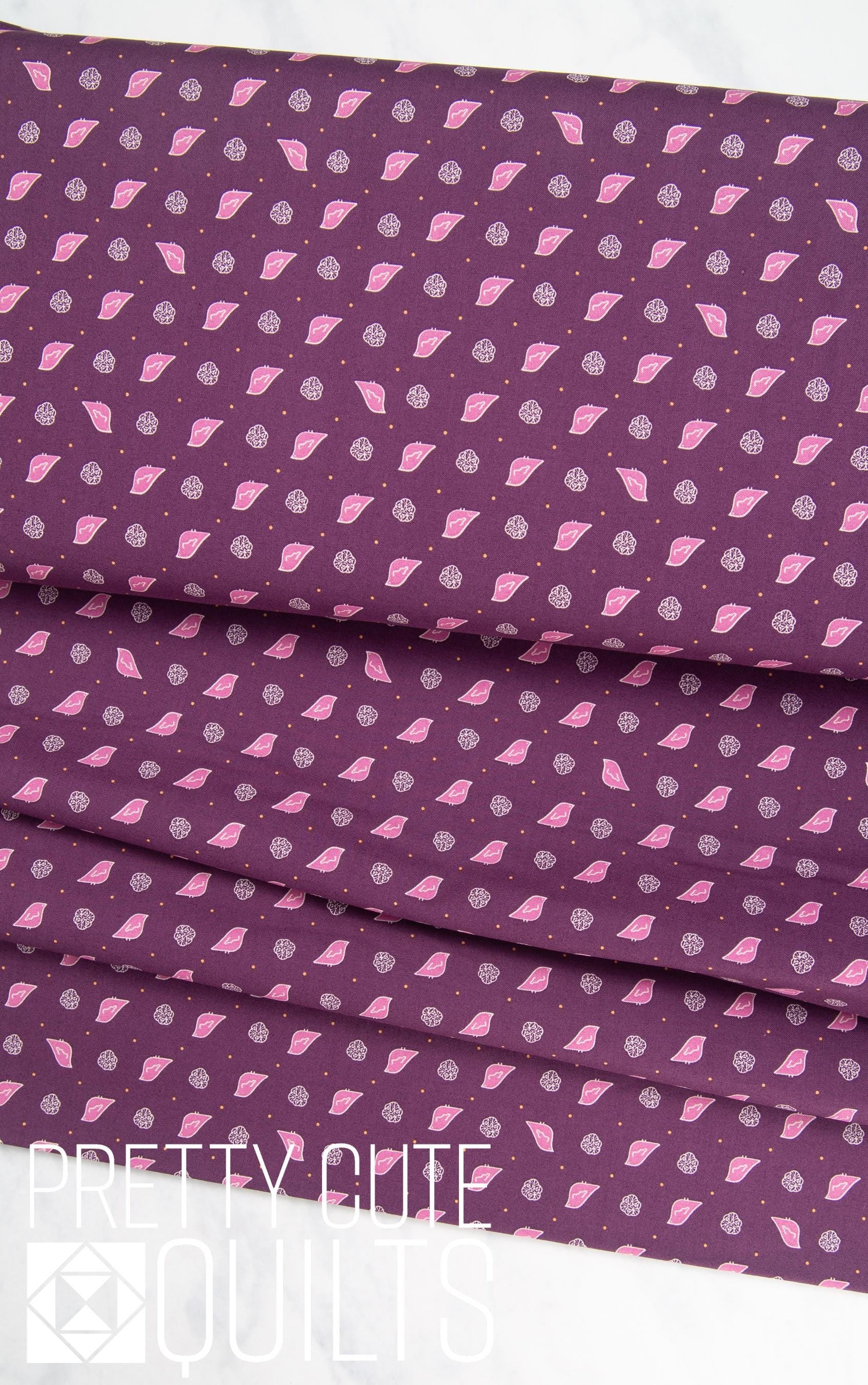 A Song To Sing by Pam Selkirk Widdershins Wren Eggplant for Andover Fabrics A-1705-P