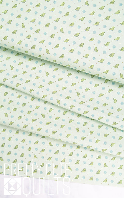 A Song To Sing by Pam Selkirk Widdershins Wren Tea Green for Andover Fabrics A-1705-G