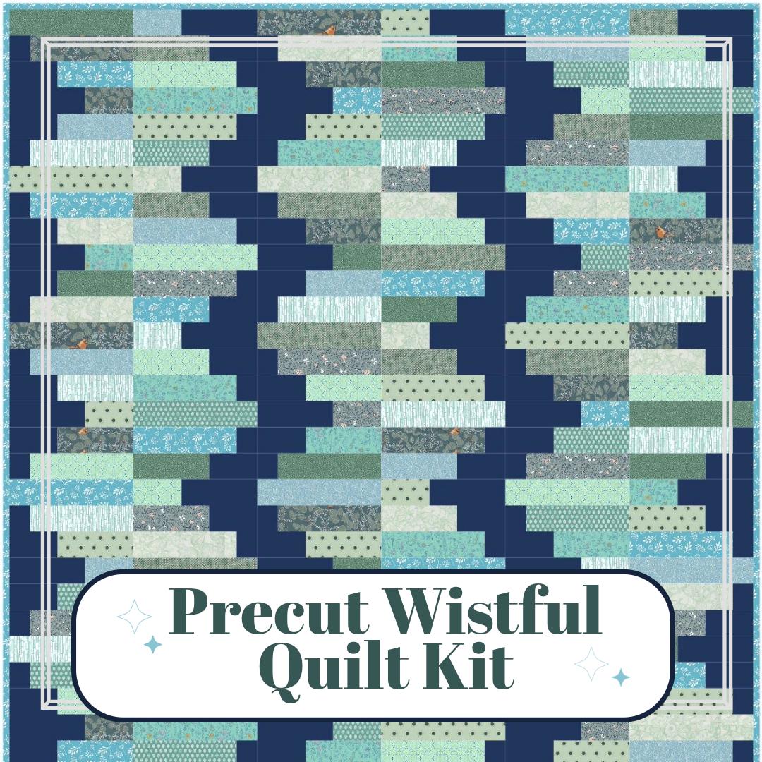 Precut Quilt Kit – Ready to Sew, Wistful Green & Blue Throw, Beginner Friendly, Includes Pattern (57" x 72")
