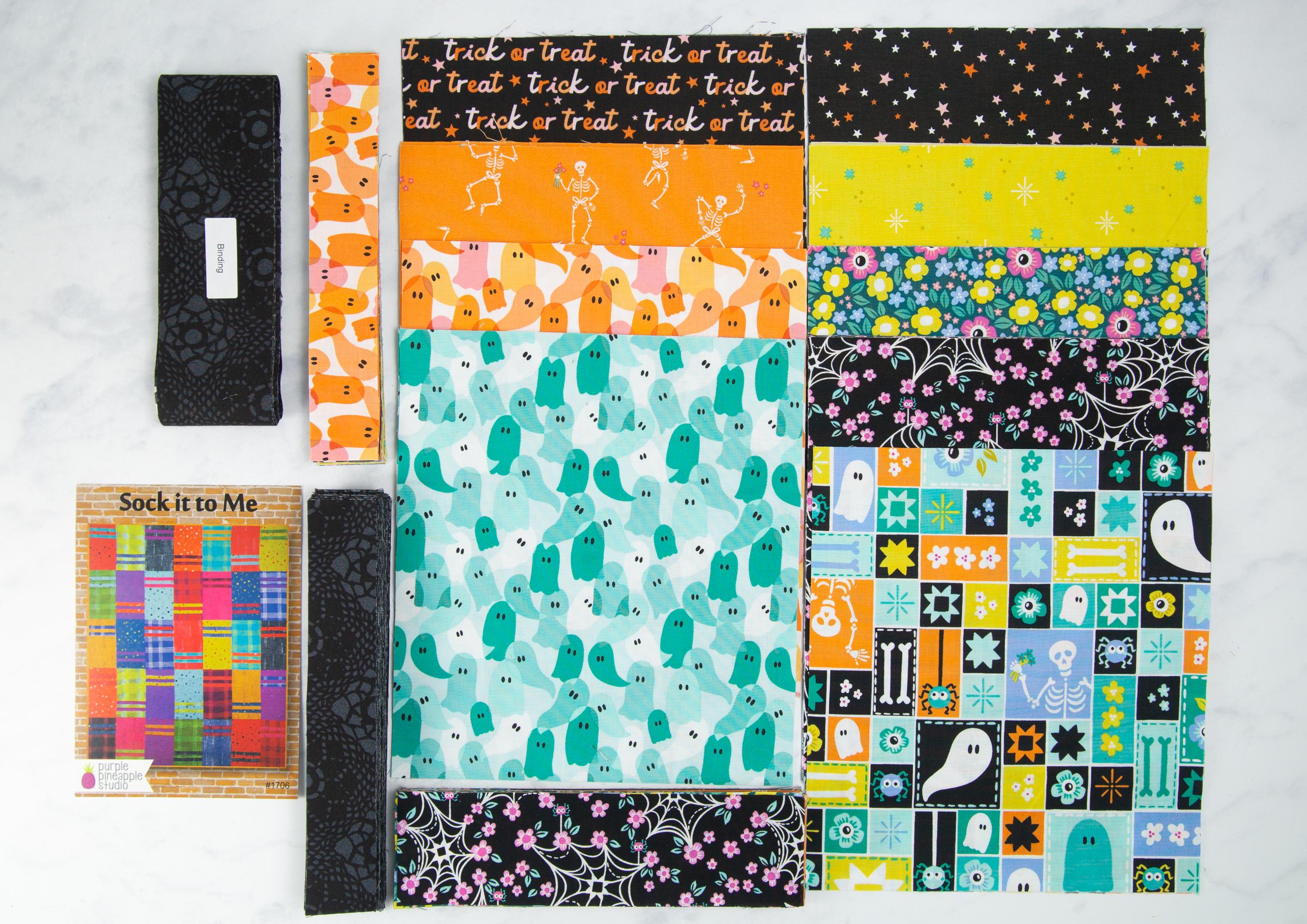 Precut Quilt Kit – Ready to Sew, Halloween Quilt Kit, Bright vibrant colors, Includes Printed Pattern (60" x 73")