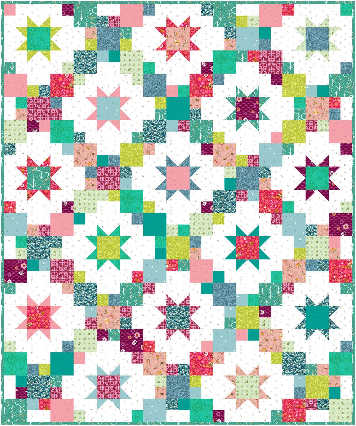 Precut Quilt Kit – Ready to Sew, Brightly Quilt Kit, Bright vibrant colors, Includes Printed Pattern (60" x 72")