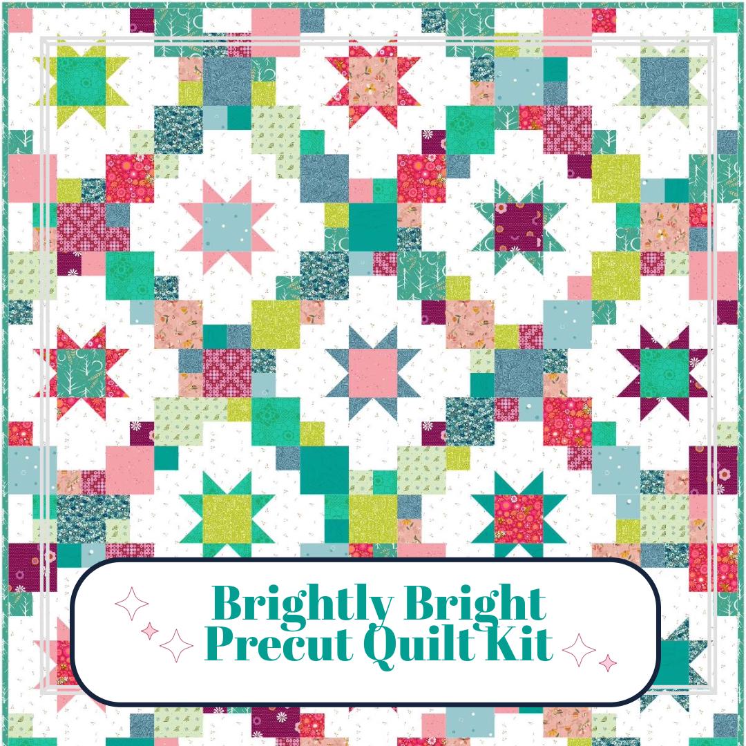 Precut Quilt Kit – Ready to Sew, Brightly Quilt Kit, Bright vibrant colors, Includes Printed Pattern (60" x 72")