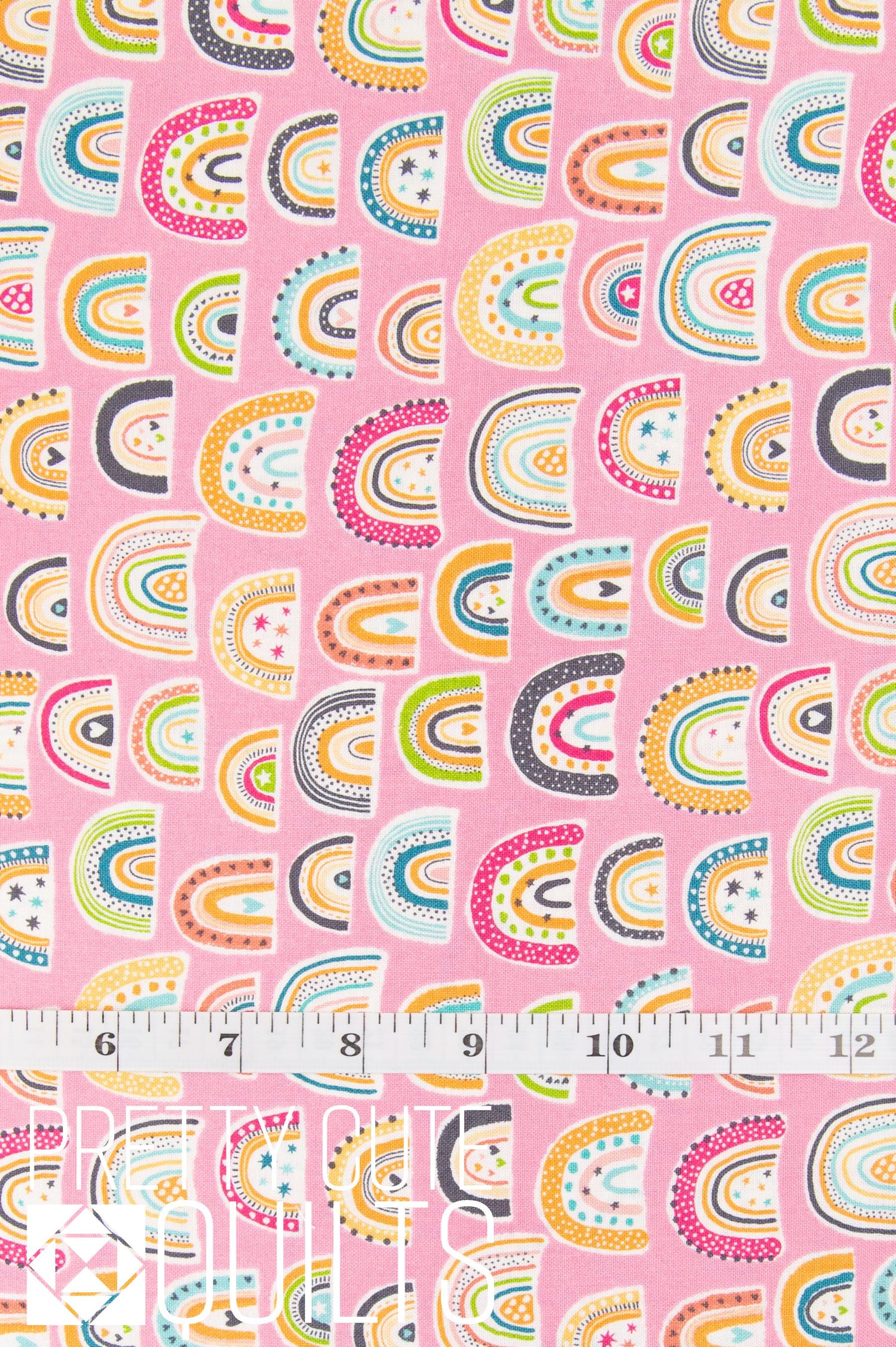In The Jungle by Makower UK Rainbows Pink for Andover Fabrics TP-2605-P