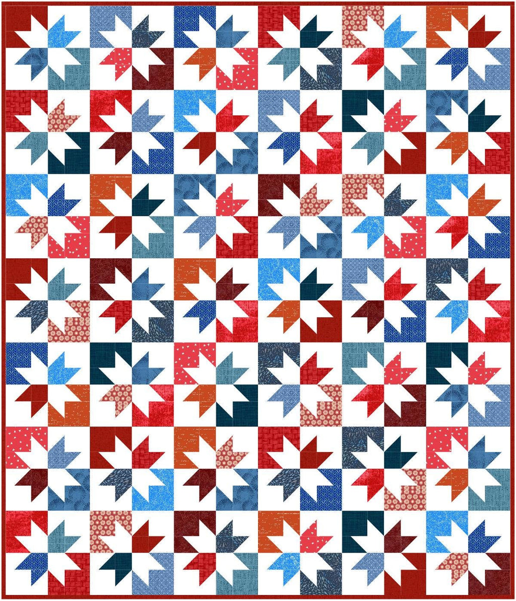 Precut Quilt Kit – Ready to Sew, Gleam Throw, Patriotic Forth of July, Includes pattern (60" x 70")