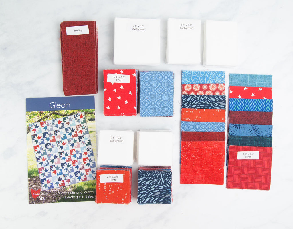 Precut Quilt Kit – Ready to Sew, Gleam Throw, Patriotic Forth of July, Includes pattern (60" x 70")