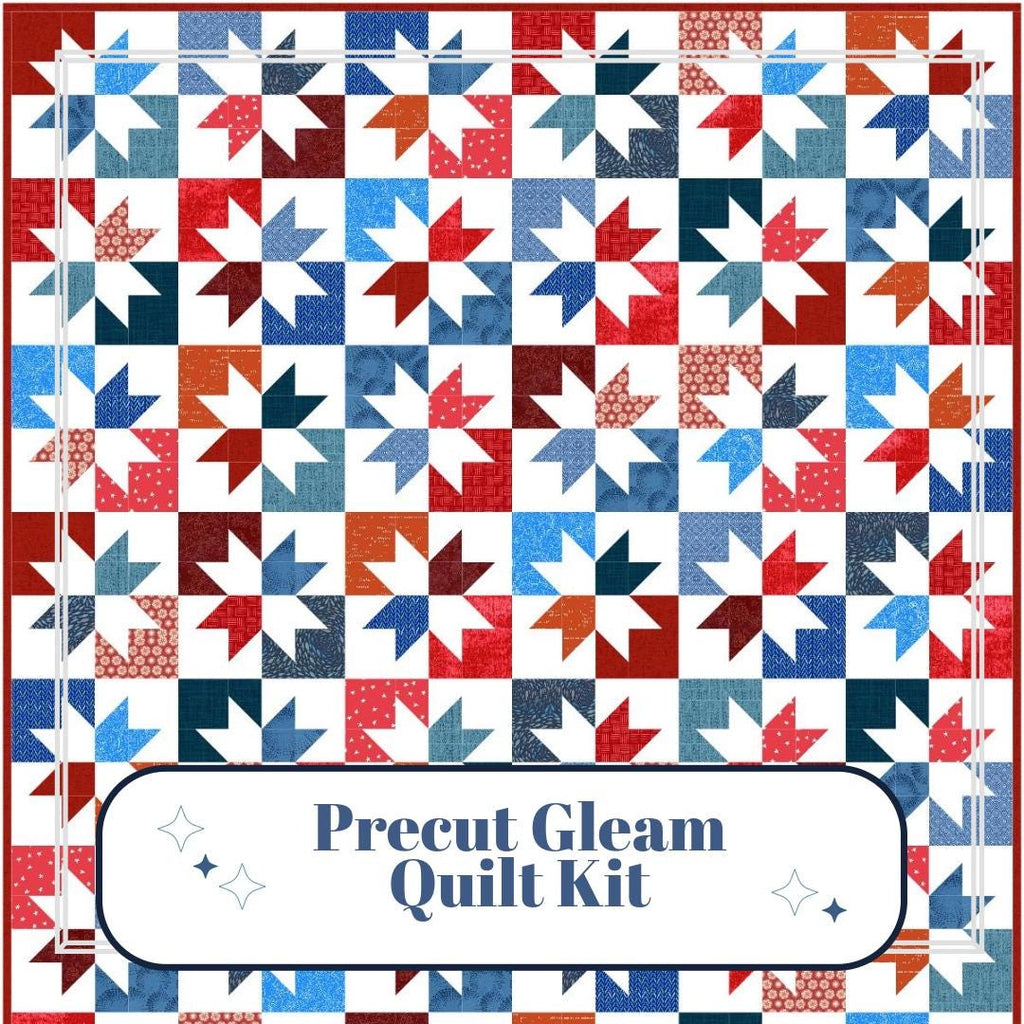 Precut Quilt Kit – Ready to Sew, Gleam Throw, Patriotic Forth of July, Includes pattern (60" x 70")