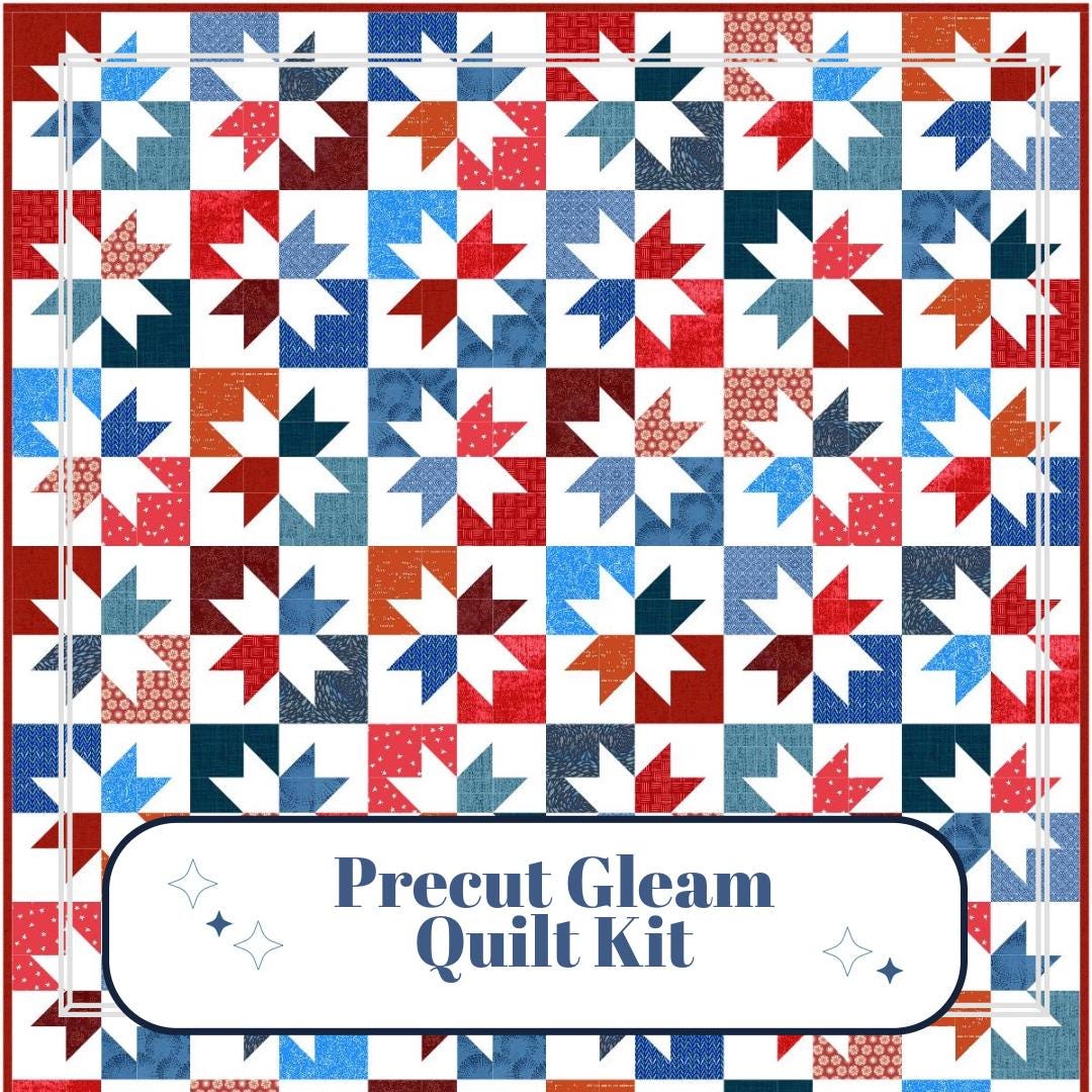 Precut Quilt Kit – Ready to Sew, Gleam Throw, Patriotic Forth of July, Includes pattern (60" x 70")