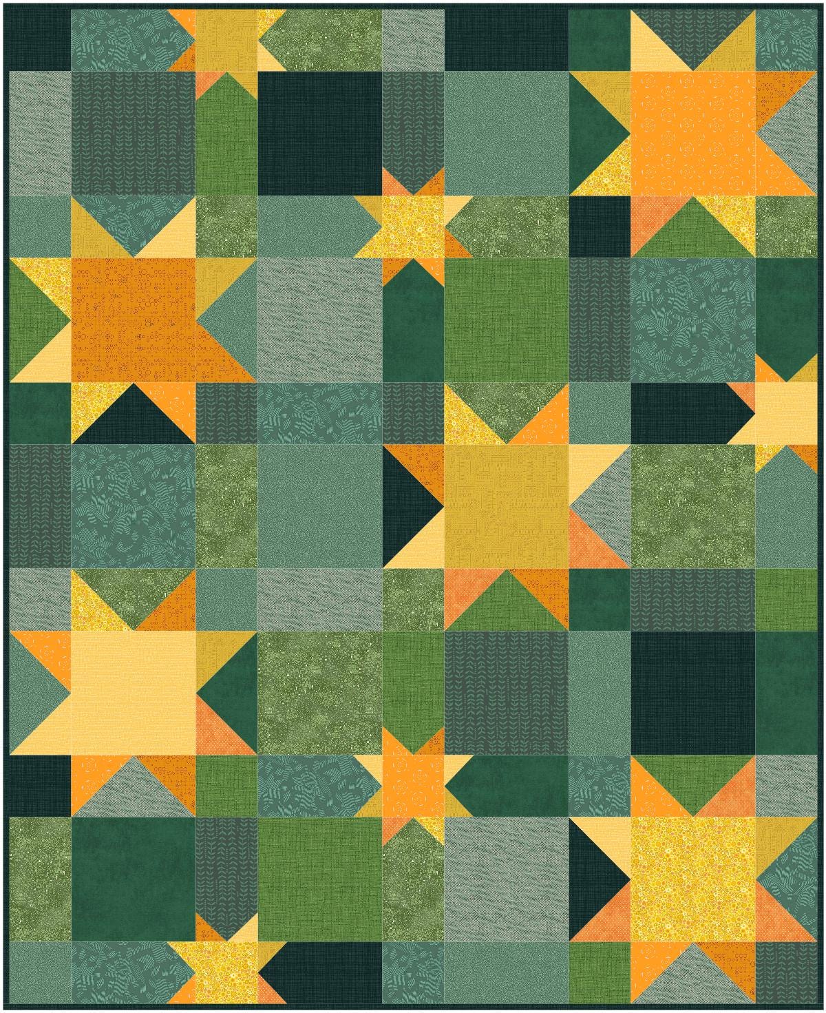 Precut Quilt Kit – Stargazer Ready to Sew, Beginner Friendly Throw Quilt, Includes Pattern (62" x 76")
