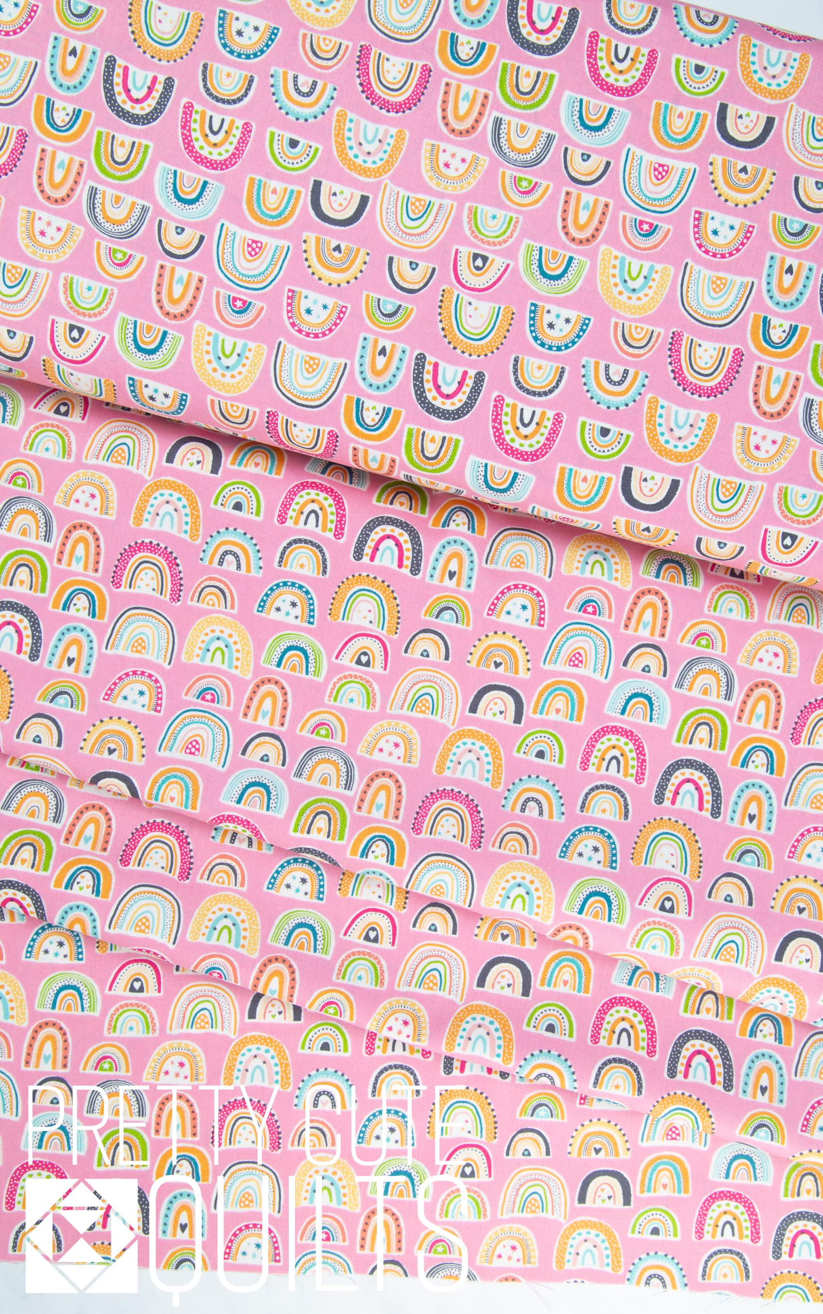 In The Jungle by Makower UK Rainbows Pink for Andover Fabrics TP-2605-P