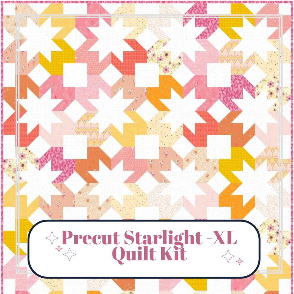 Precut Quilt Kit – Ready to Sew, Starlight Pattern in Peach, Yellow, Orange- Extra Long Throw (60" x 75")