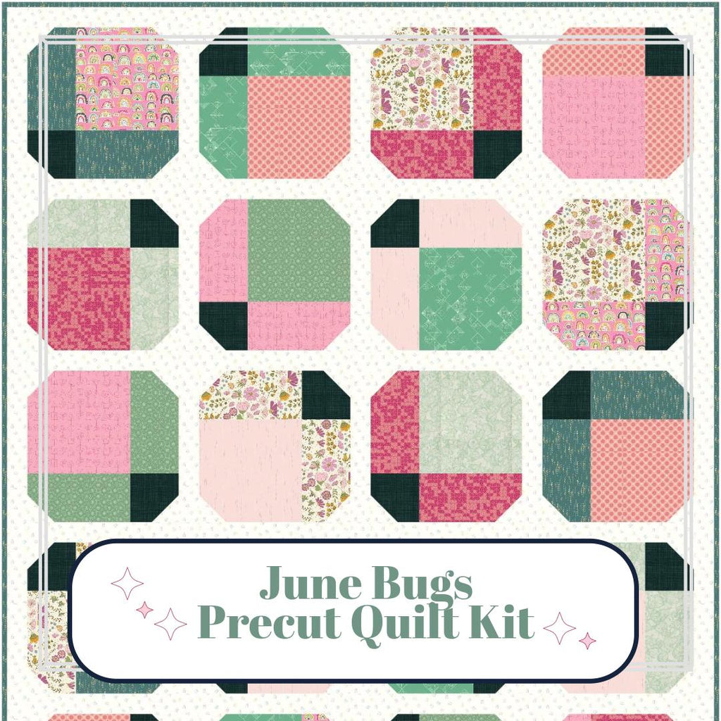 June Bugs Precut Quilt Kit – Ready to Sew, Pink and Green - Includes Pattern (66" x 82")