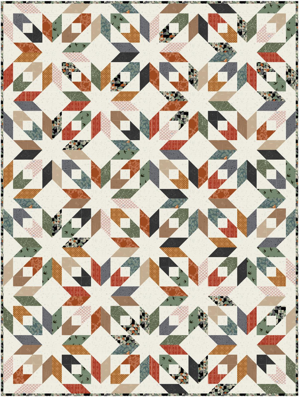Precut Quilt Kit - Ready to Sew! - Same Sky Quilt - Muted Colors - Includes Pattern (60"x80") Masculine colors