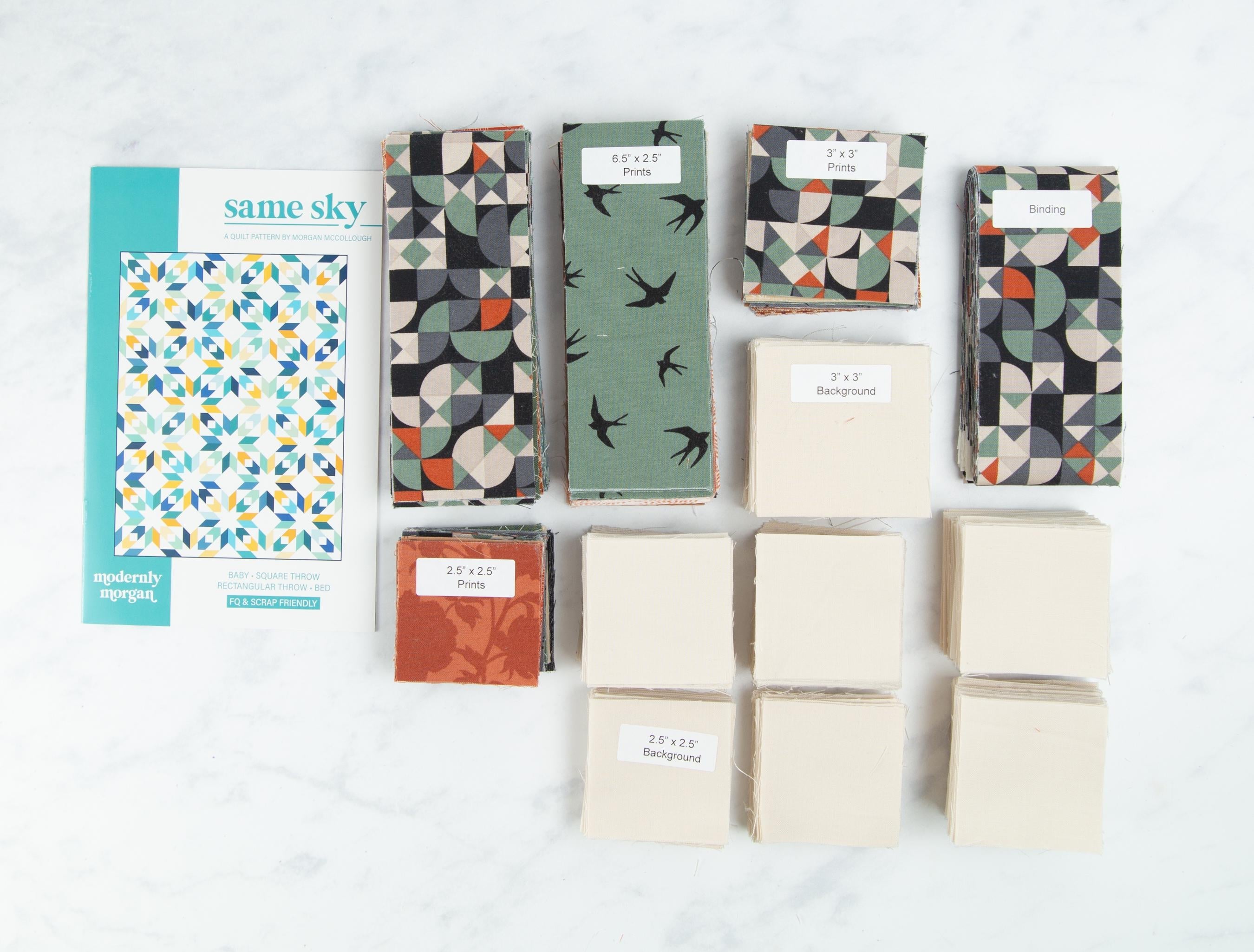 Precut Quilt Kit - Ready to Sew! - Same Sky Quilt - Muted Colors - Includes Pattern (60"x80") Masculine colors