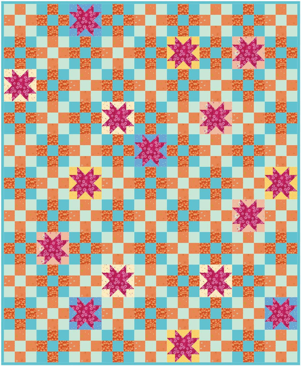 Precut Quilt Kit - Ready to Sew! | Campfire Glow Throw Size Quilt Kit  54" x 66", Beginner friendly, modern bright colors