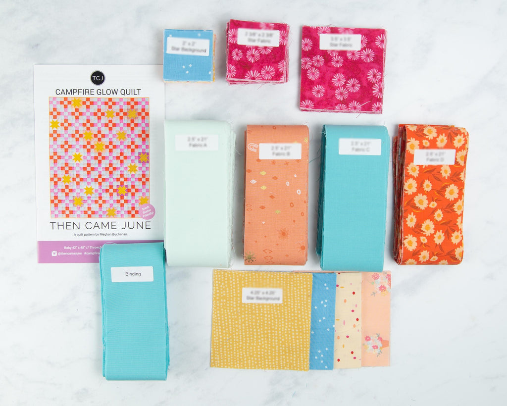 Precut Quilt Kit - Ready to Sew! | Campfire Glow Throw Size Quilt Kit  54" x 66", Beginner friendly, modern bright colors