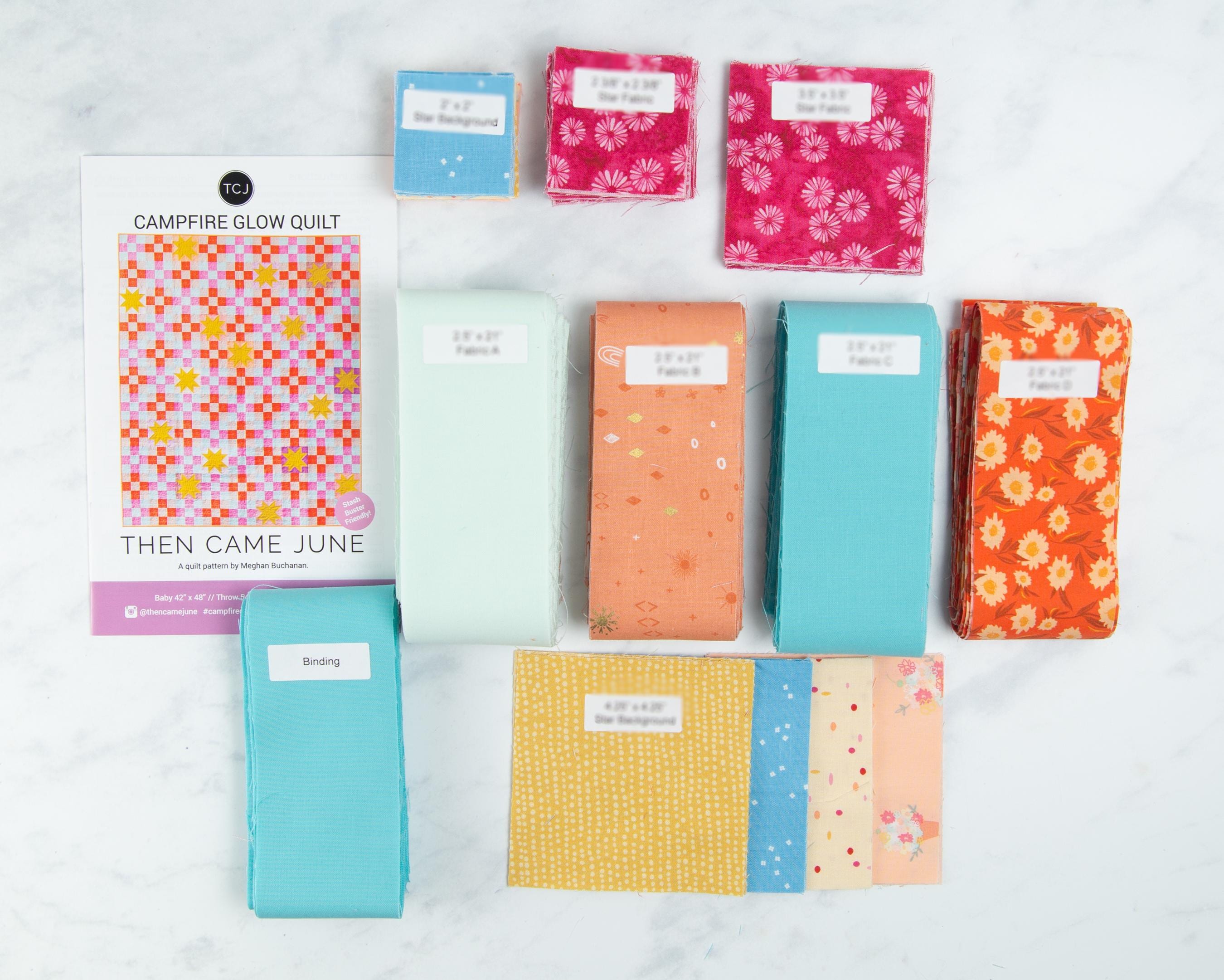 Precut Quilt Kit - Ready to Sew! | Campfire Glow Throw Size Quilt Kit  54" x 66", Beginner friendly, modern bright colors