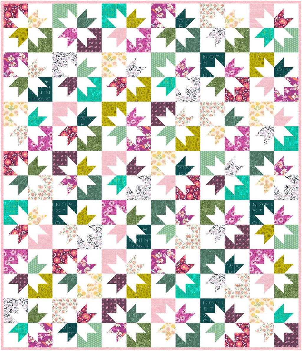 Precut Quilt Kit – Ready to Sew, Gleam in Pink and Green, Throw Size, Includes pattern (60" x 70")