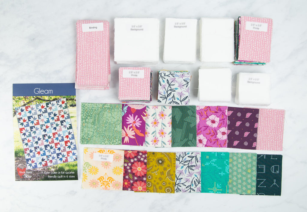 Precut Quilt Kit – Ready to Sew, Gleam in Pink and Green, Throw Size, Includes pattern (60" x 70")